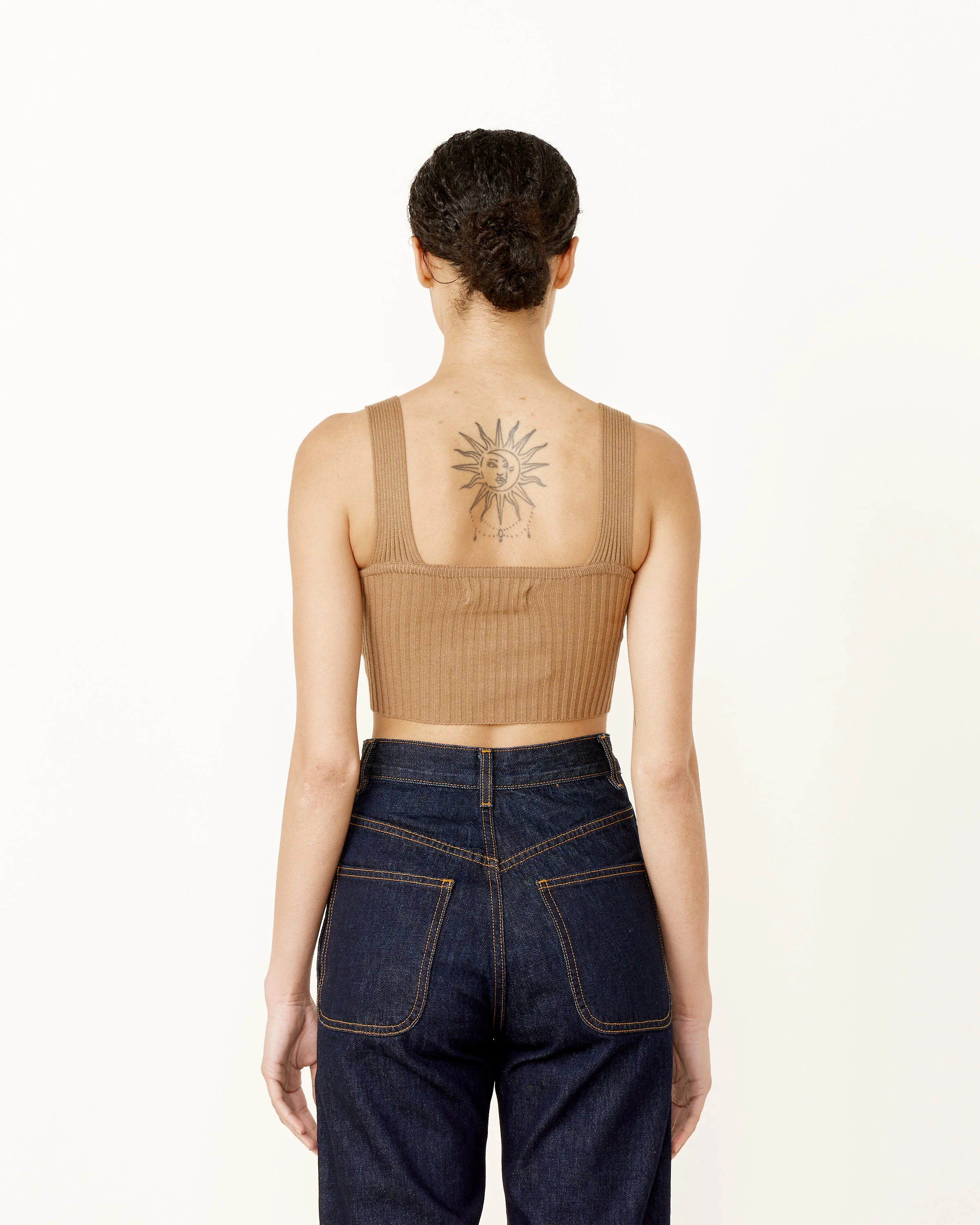 Knit V Neck Crop Top - Image 5