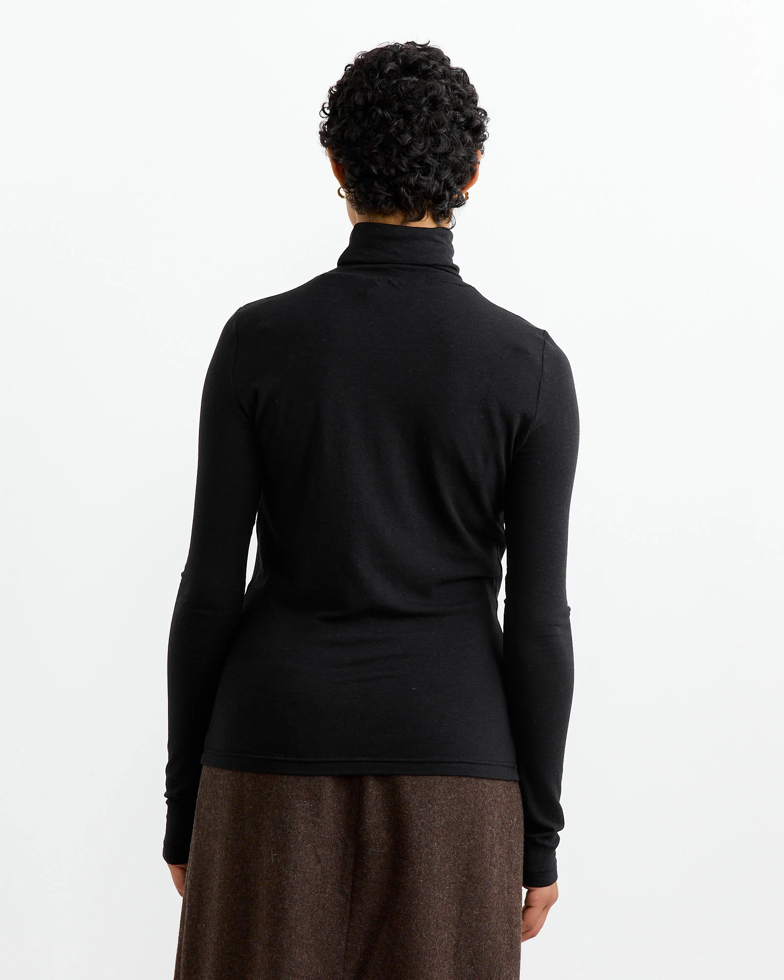 Roll Neck Jersey Top in Black - Image 4