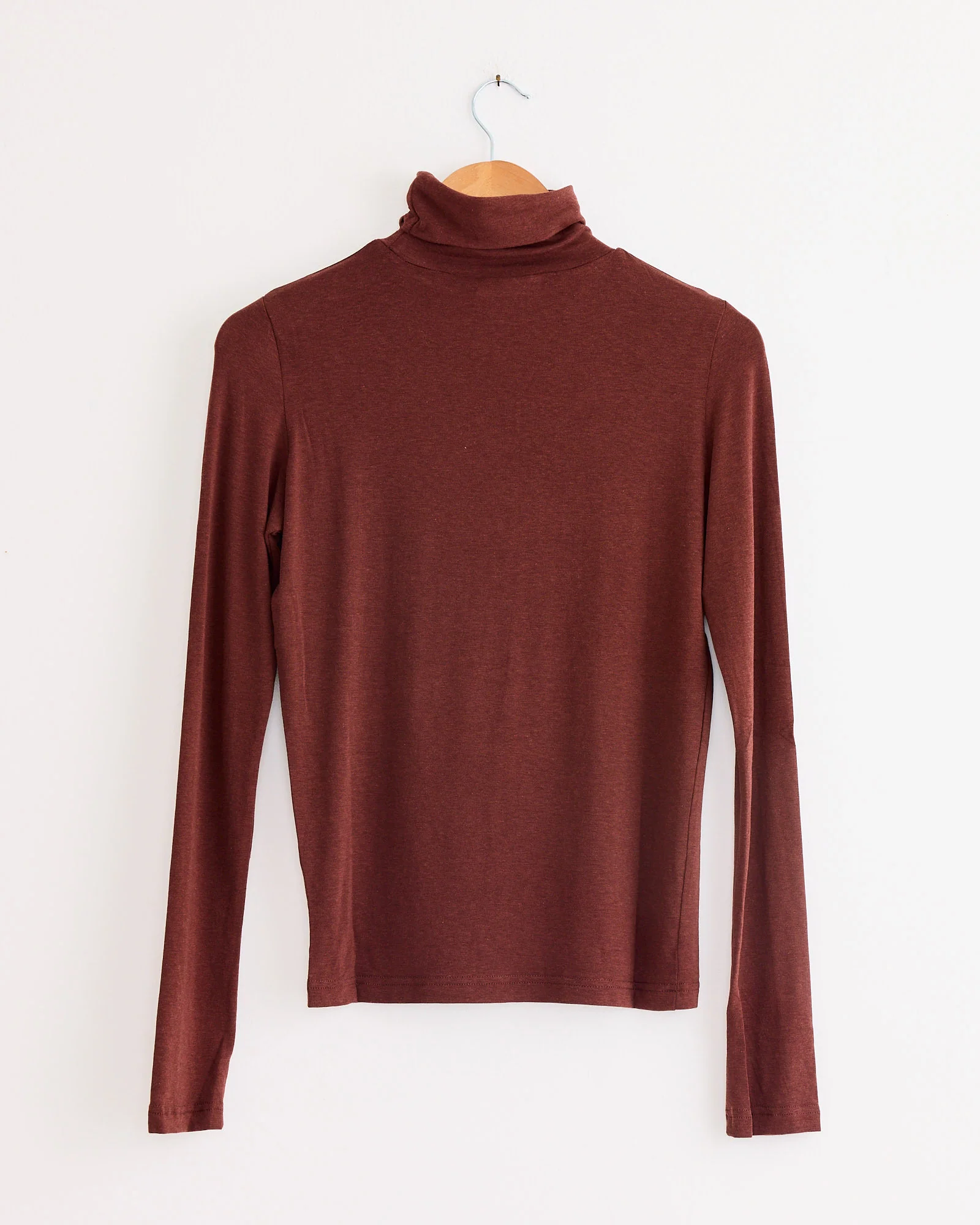 Roll Neck Jersey Top in Burgundy - Image 3