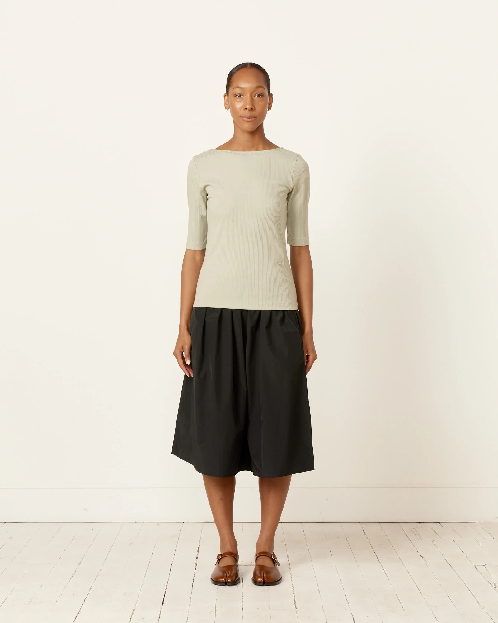 Scoop Back Ribbed Top in Mint - Image 2