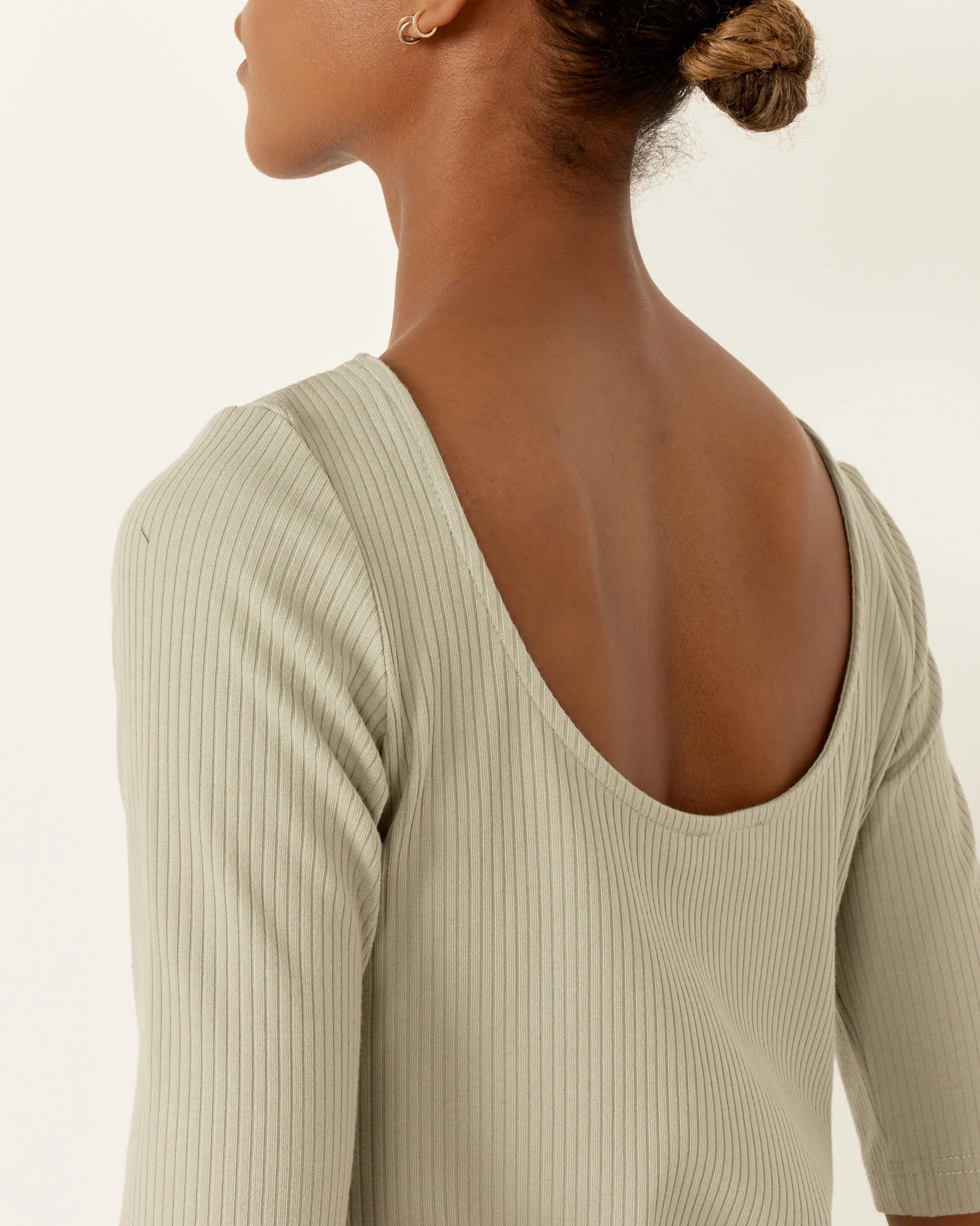Scoop Back Ribbed Top in Mint - Image 3