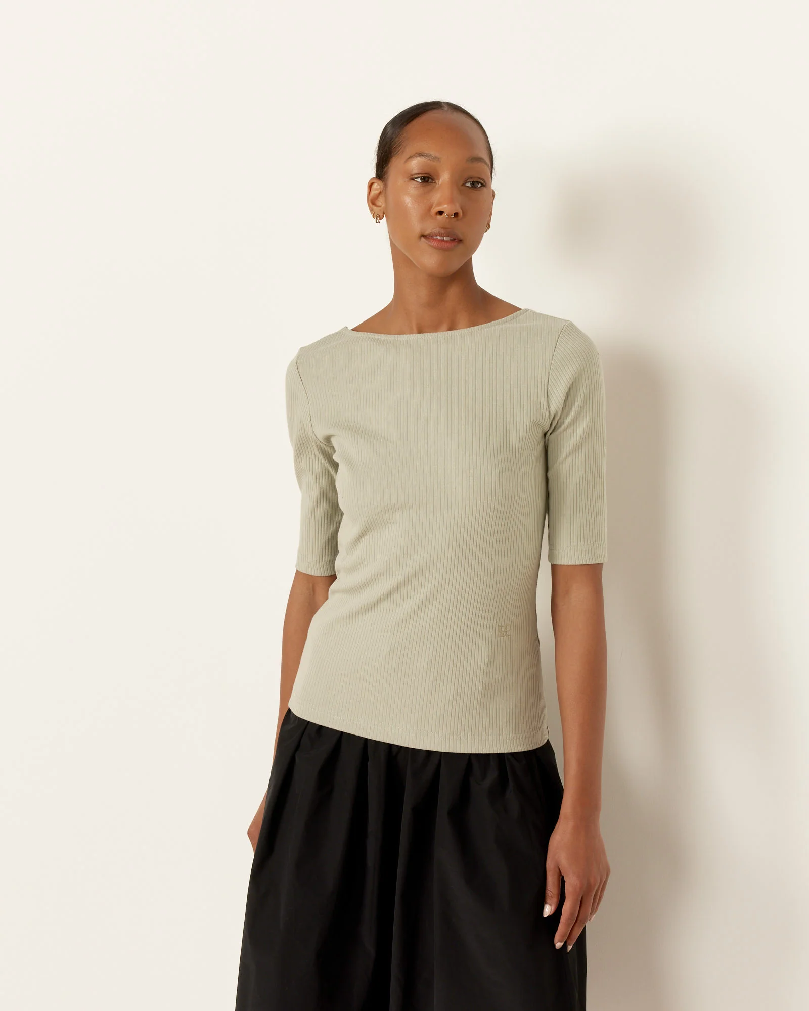 Scoop Back Ribbed Top in Mint - Image 4