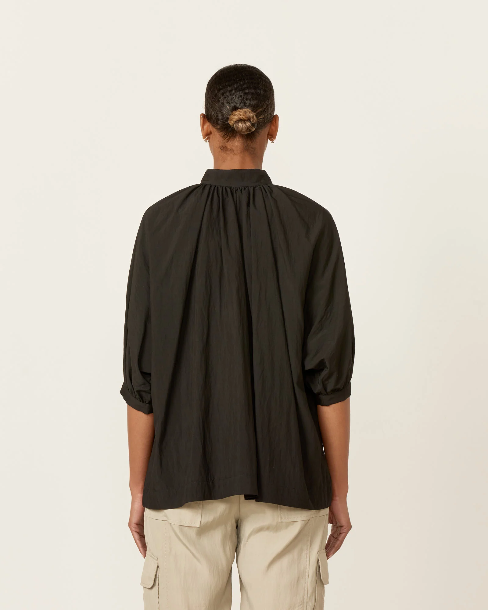Shirred Blouse in Black - Image 3