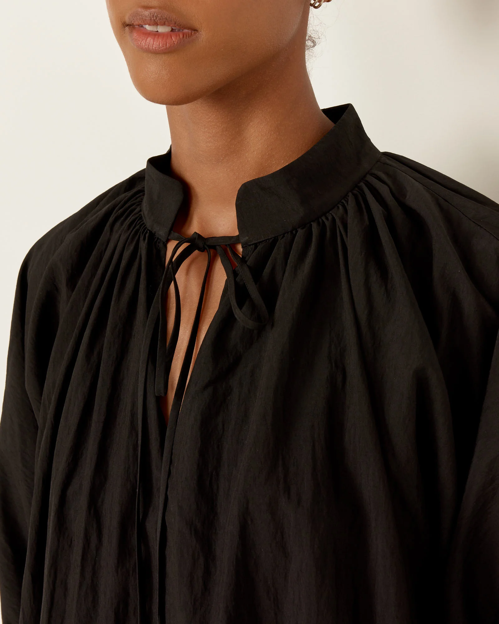 Shirred Blouse in Black - Image 5
