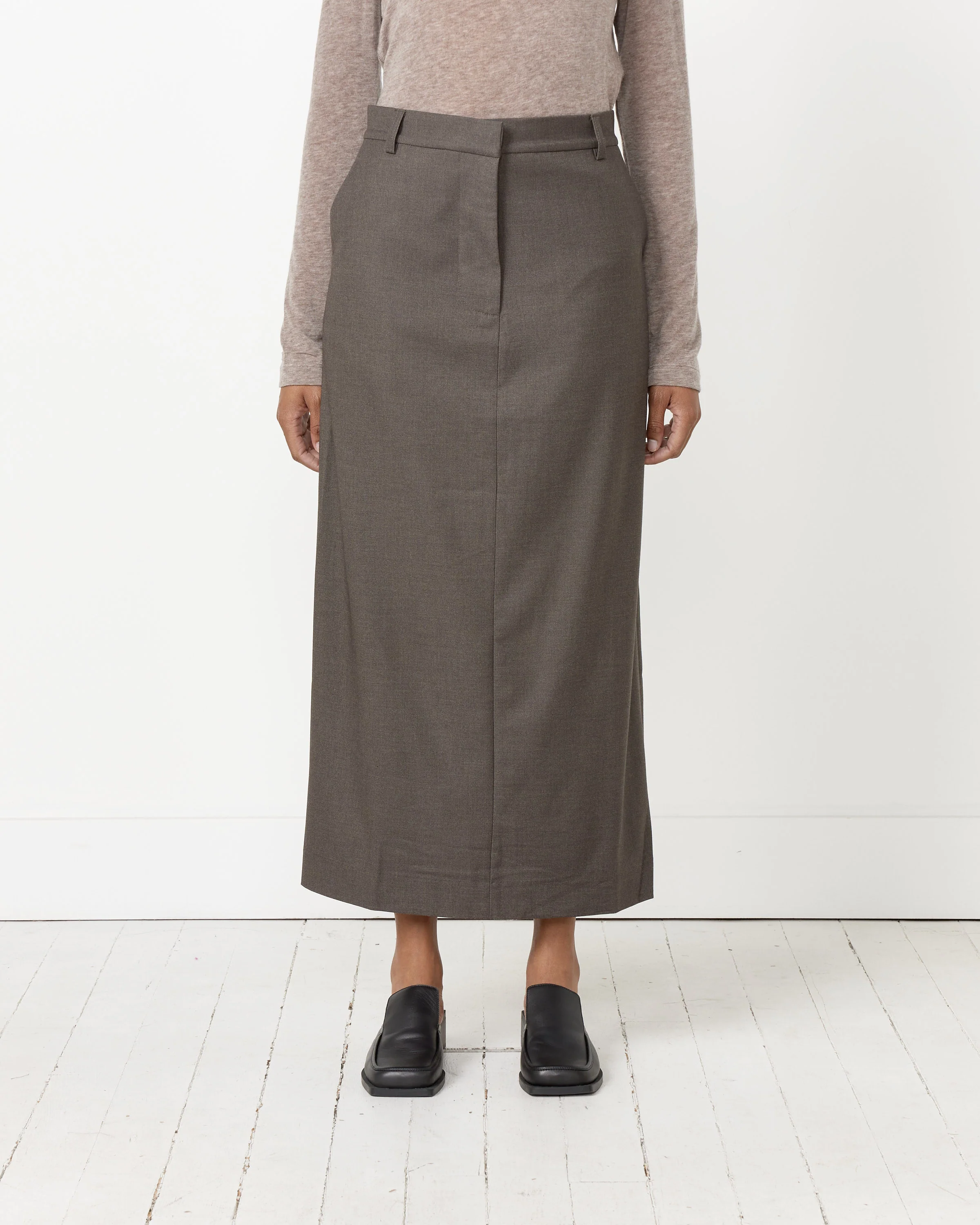 Wool Blend Midi Skirt