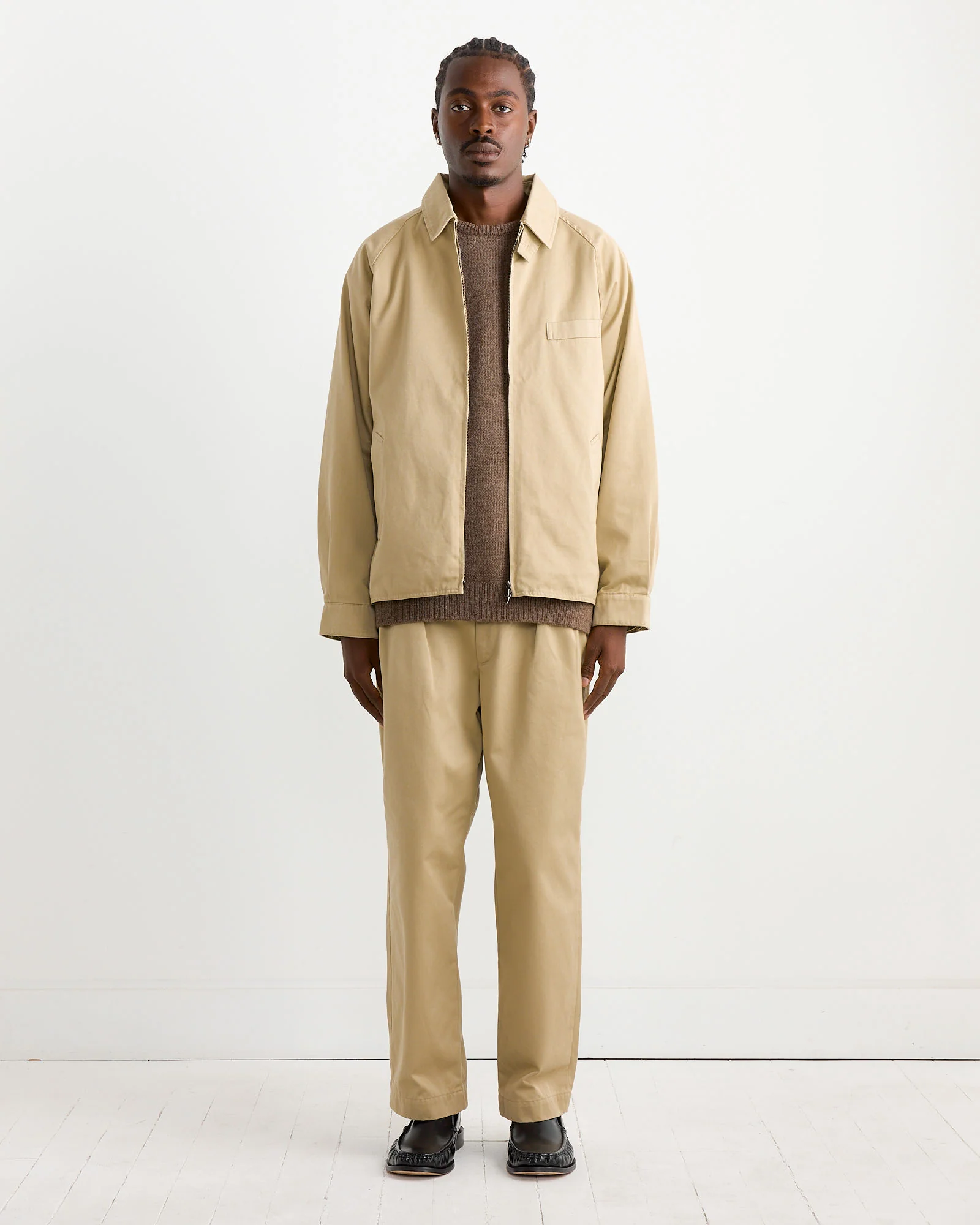 Double Pleat Chino Pant in Khaki - Image 2