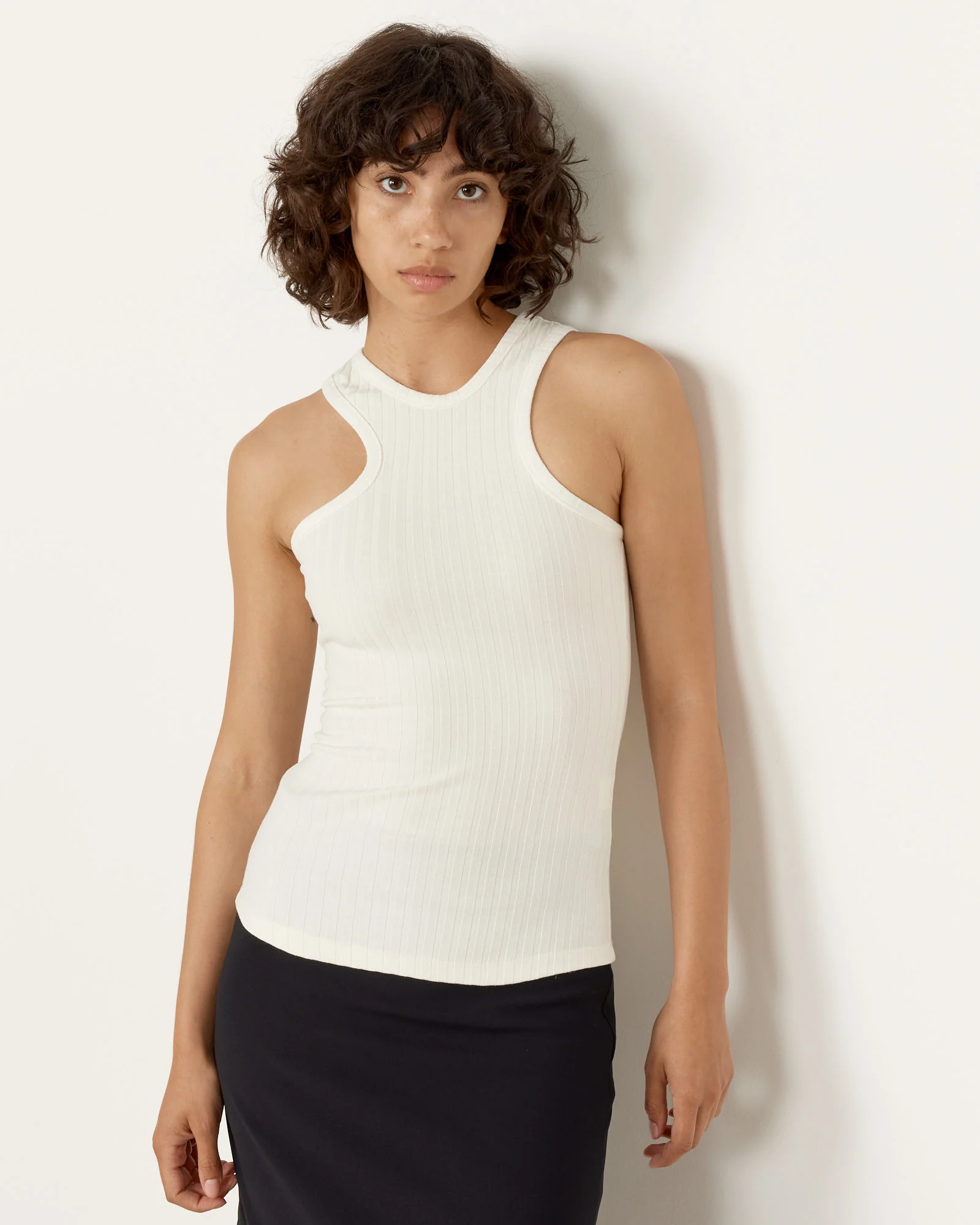 Wide Rib Knit Tank in Ivory - Image 4