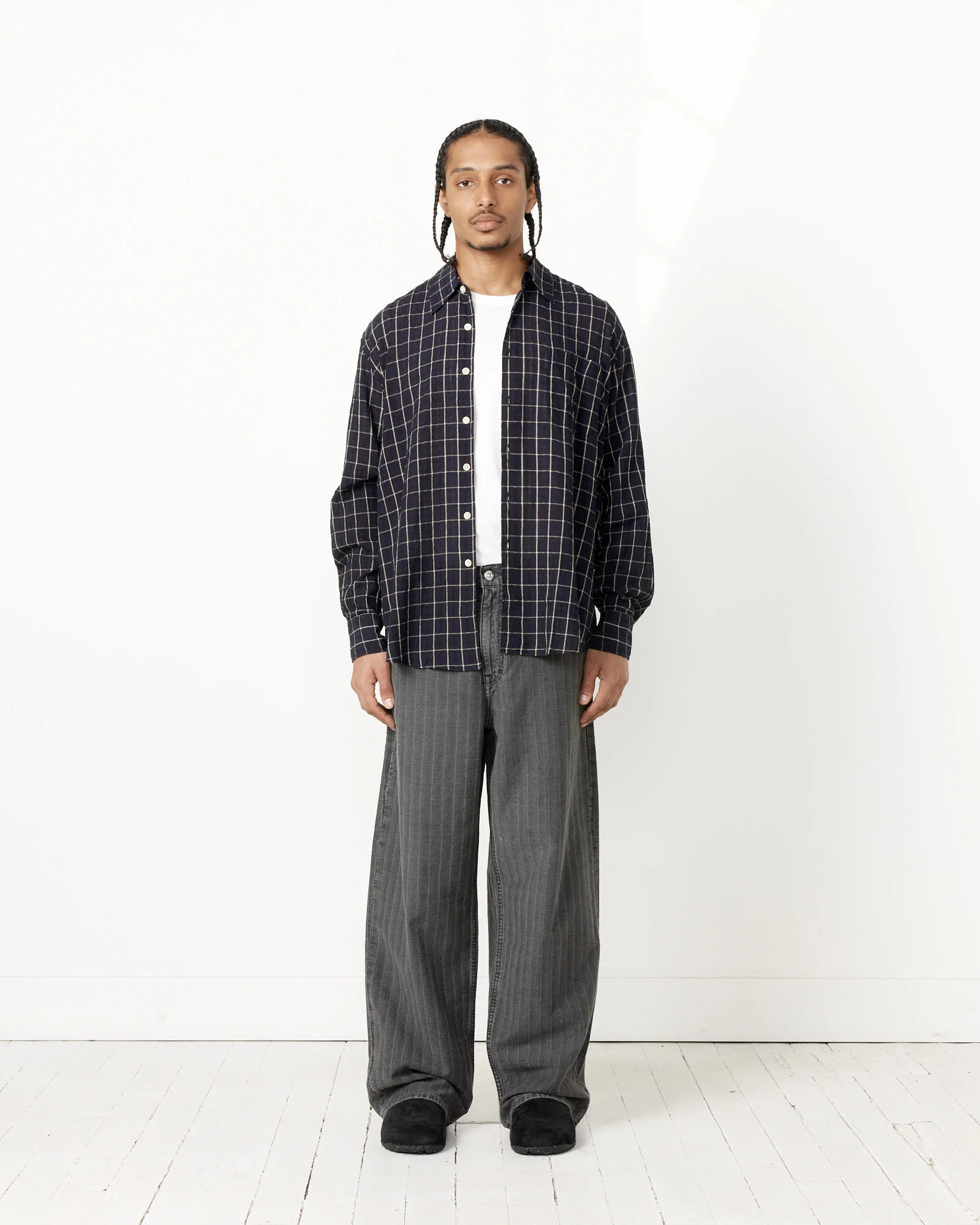 Above Shirt in Dark Mediterranean Check - Image 2