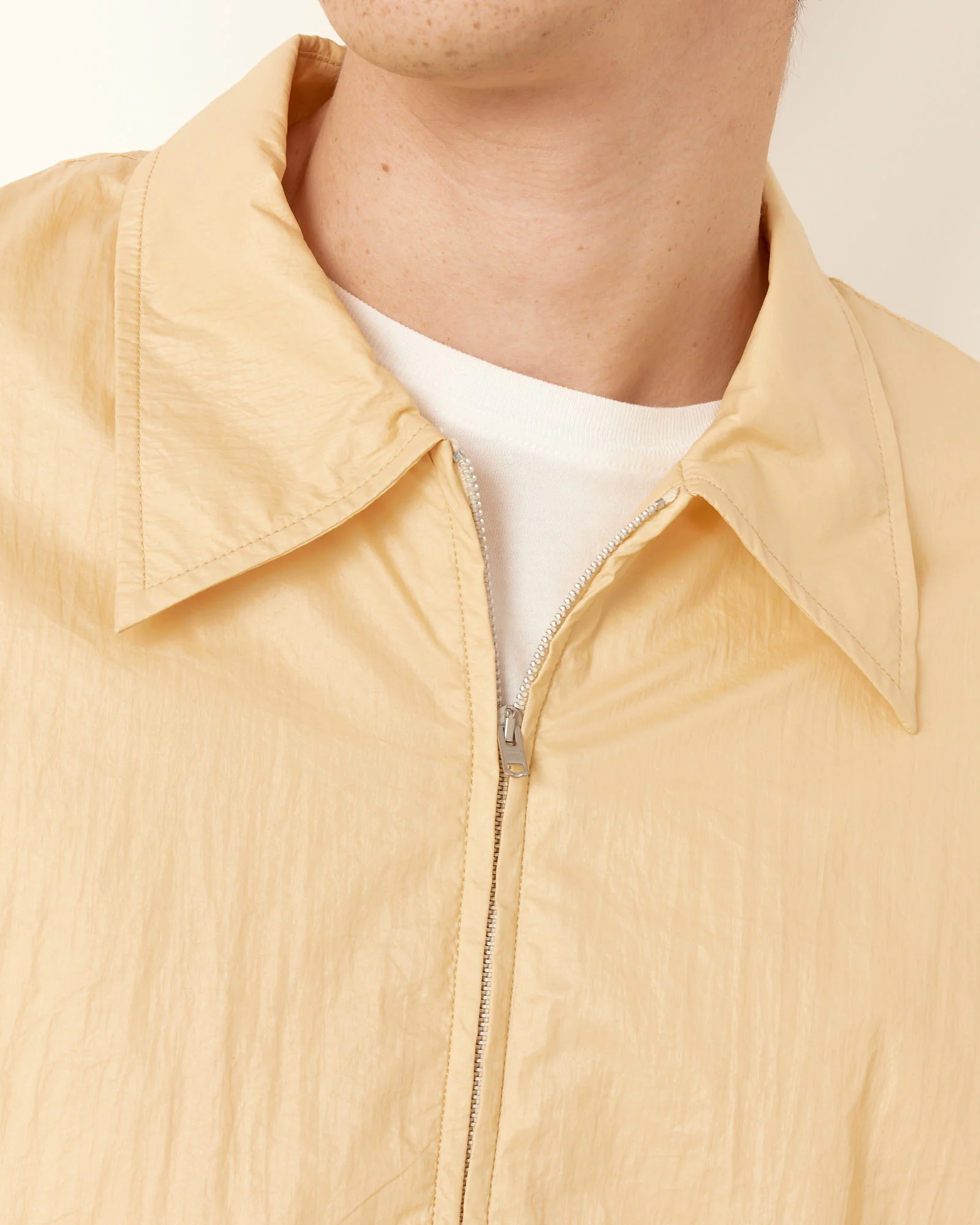 Mini Jacket in Cream Rubberized Nylon - Image 4