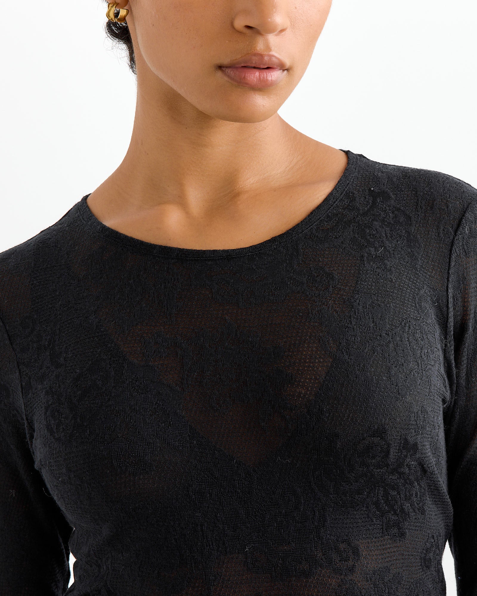 Super Slim T-Shirt in Black Romantic - Image 2