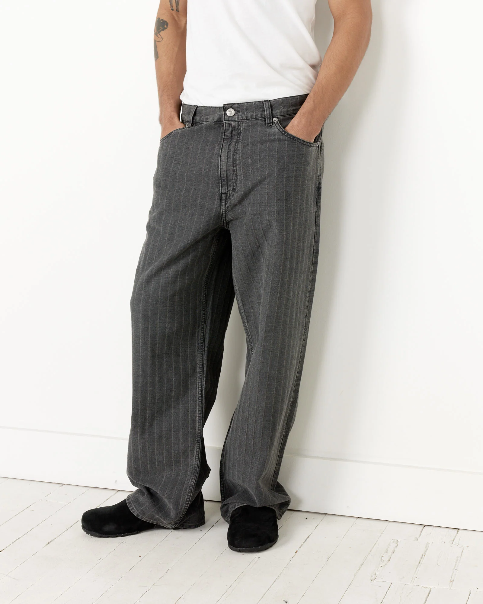 Vast Cut Pant in Washed Grey Torino Stripe - Image 3