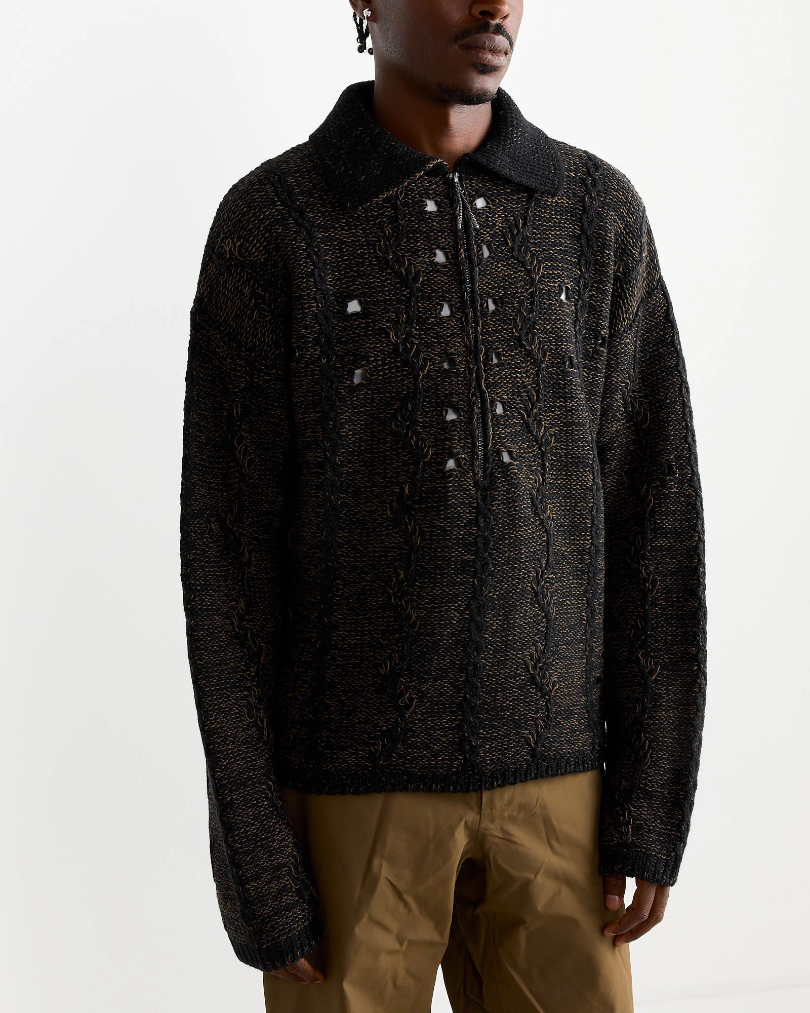 Polo Cable Knit in Brown - Image 3