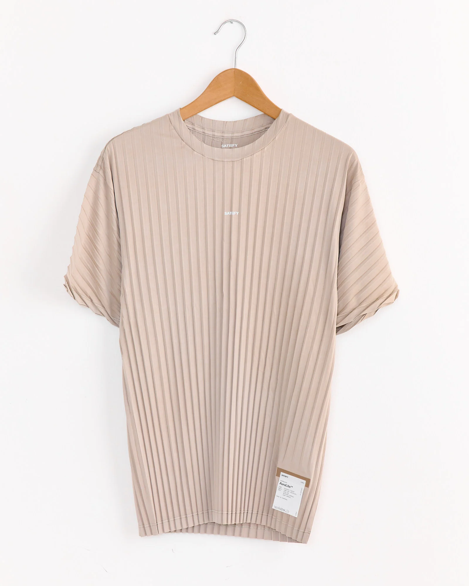 AuraLite Pleated T-Shirt in Mineral Dune
