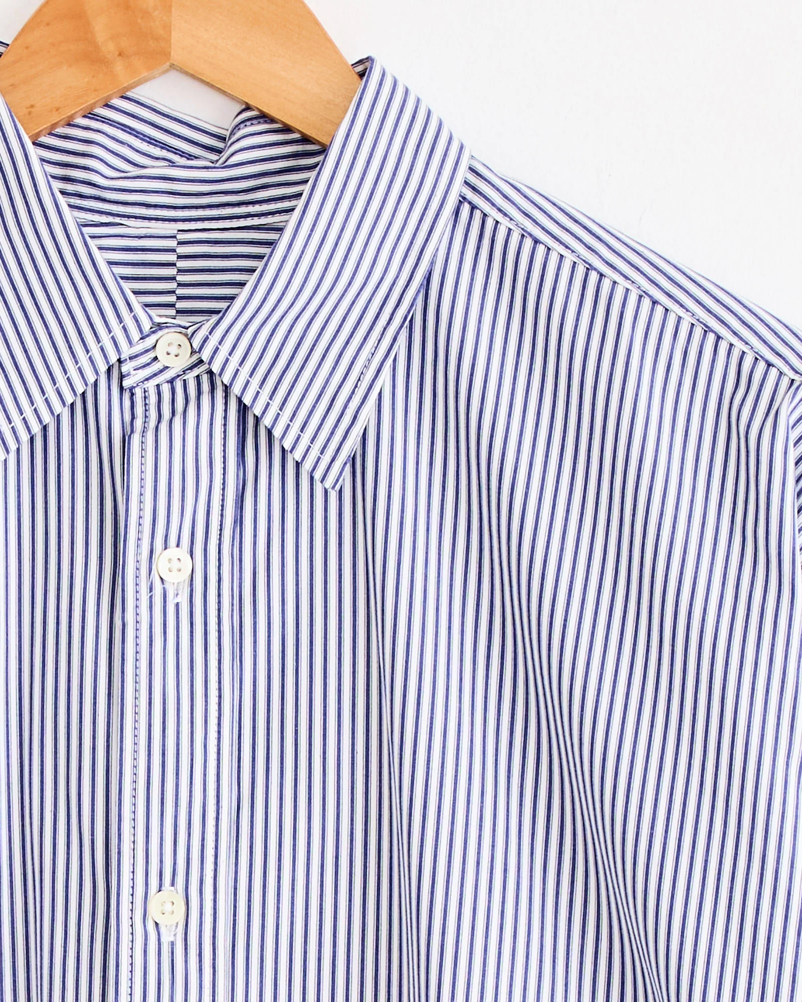 Regular Wide High Count Shirt Navy Stripe - Image 2