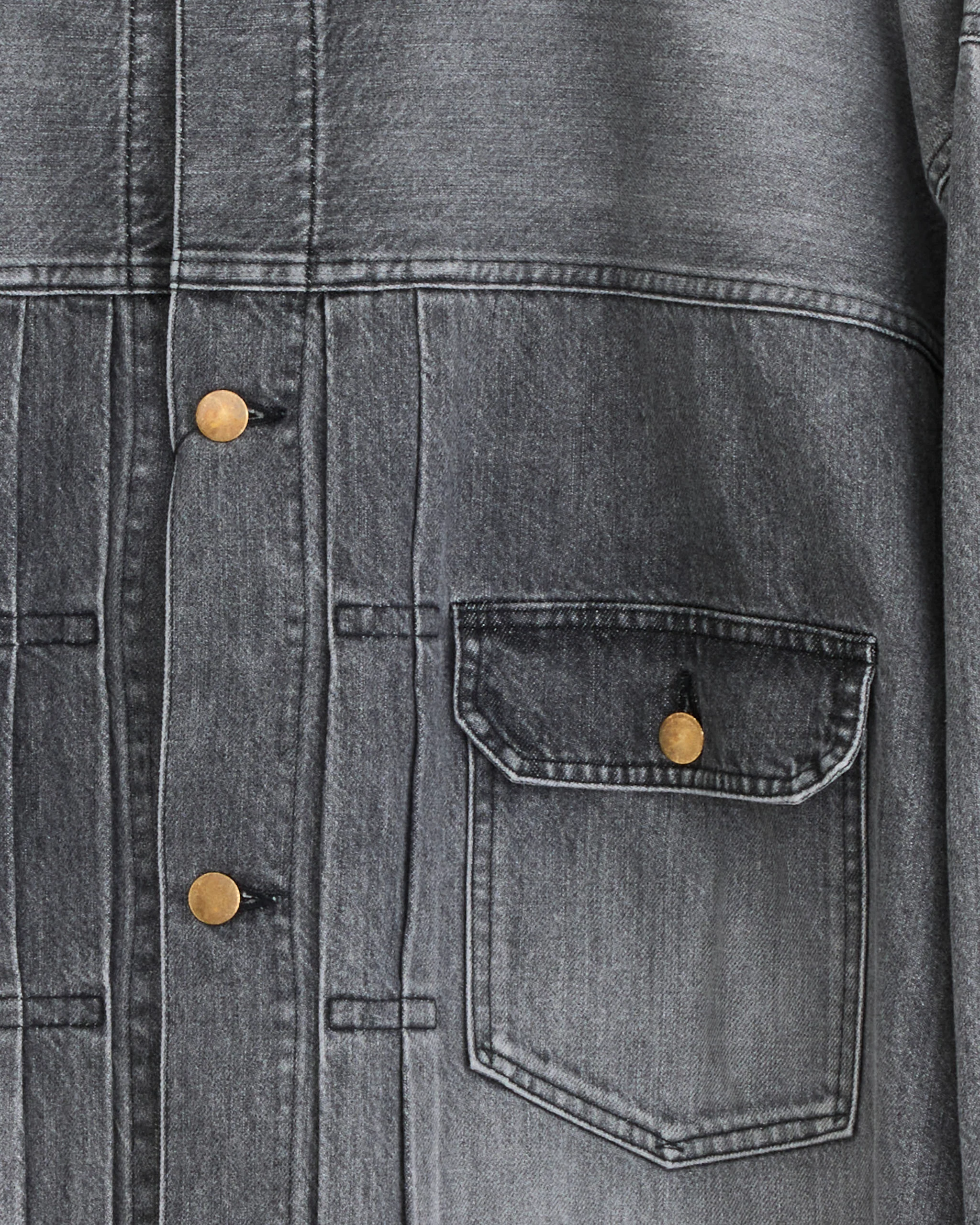 Trucker Jacket in Black Denim Bleached - Image 2