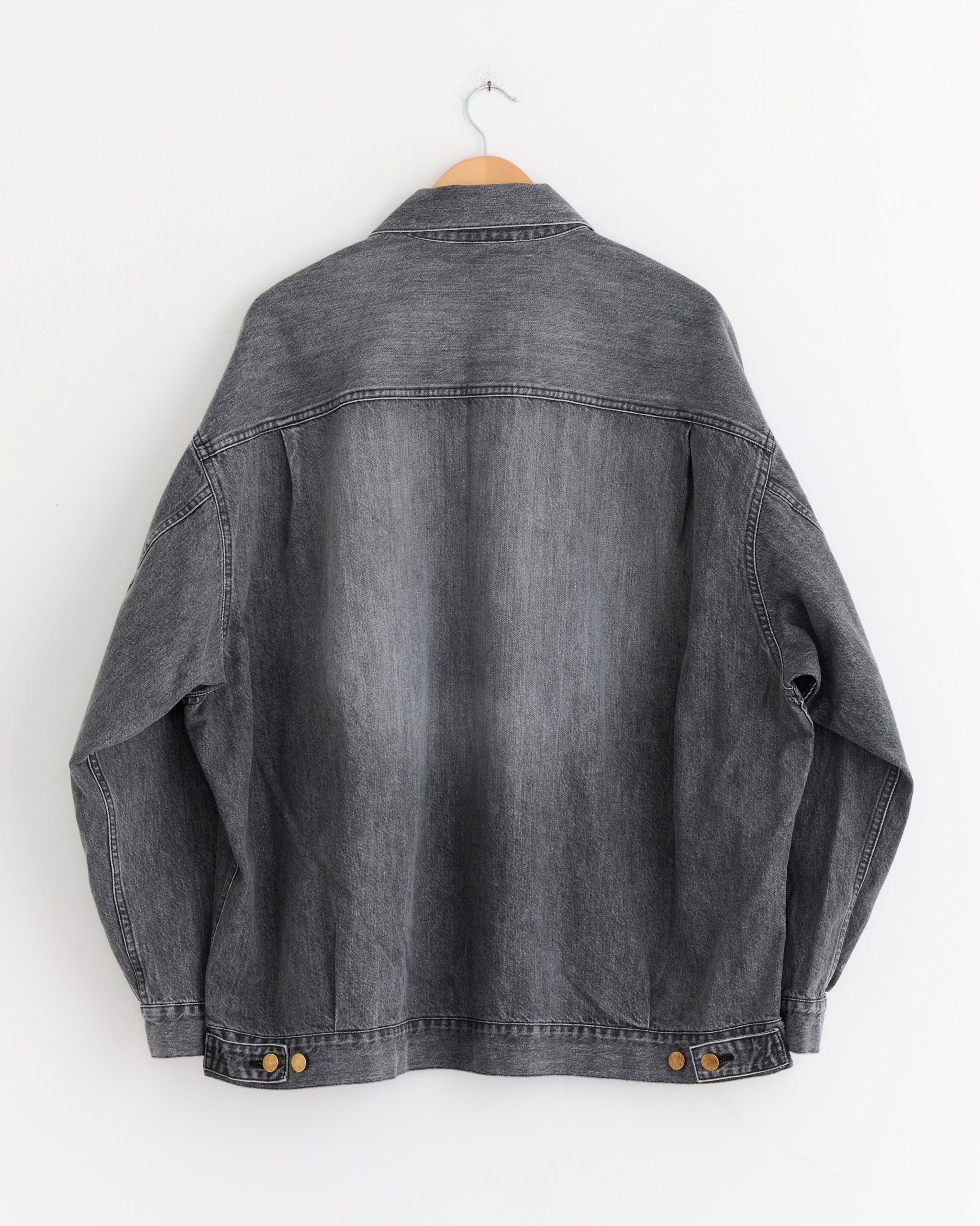Trucker Jacket in Black Denim Bleached - Image 3