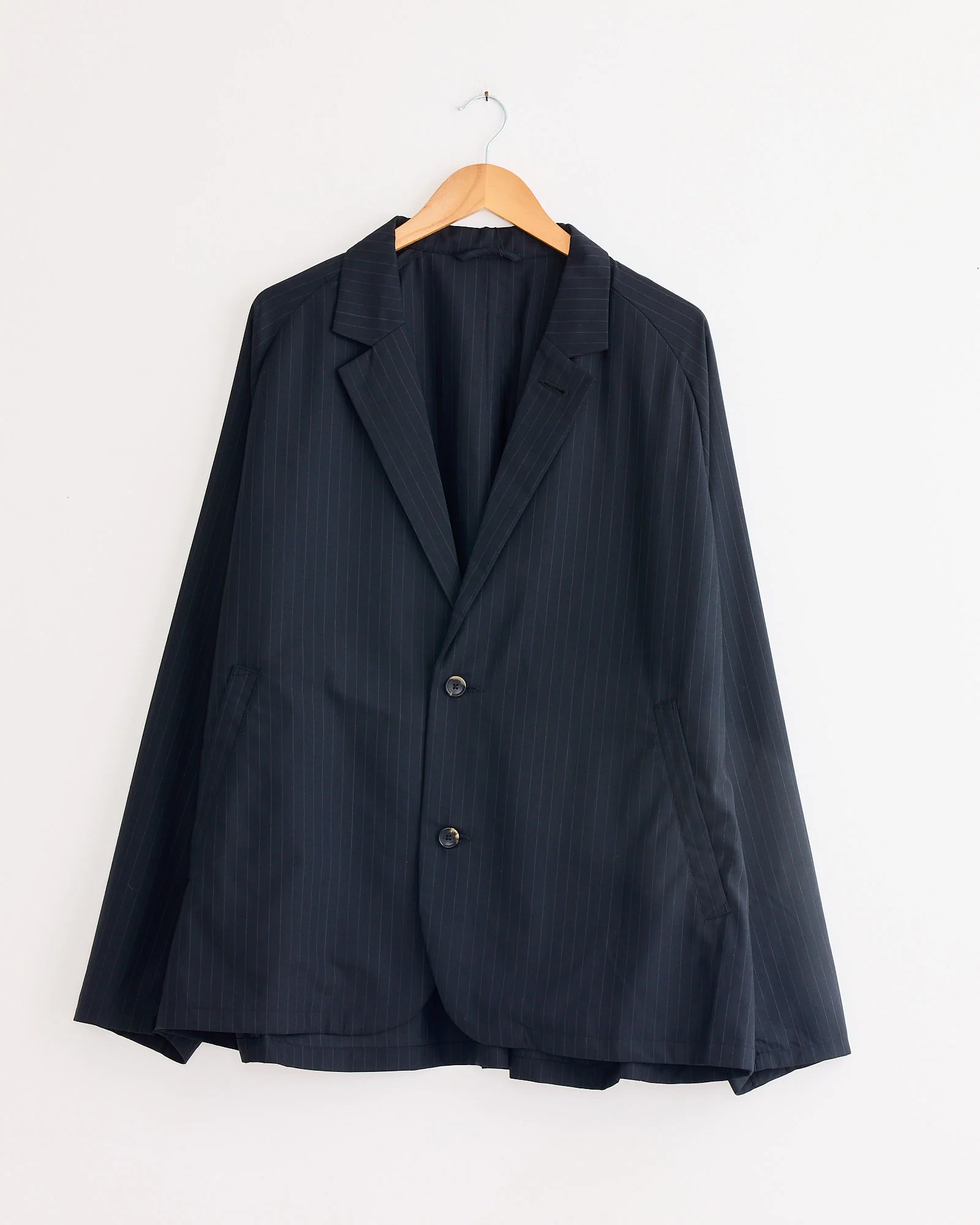 Veste Tropical Wool Two Button Jacket in Black Stripe