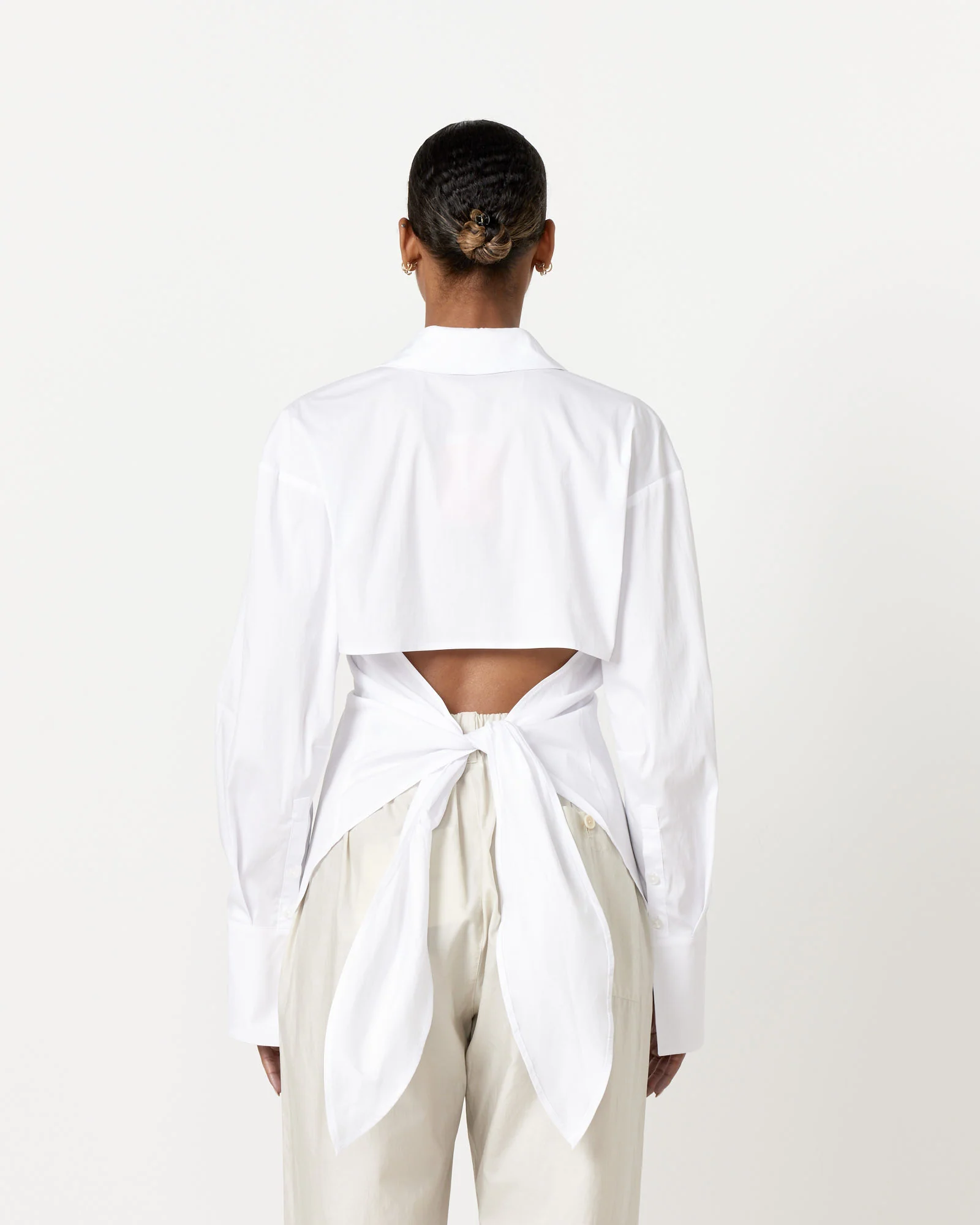 Loch Poplin Button Up Shirt in Macadamia - Image 5