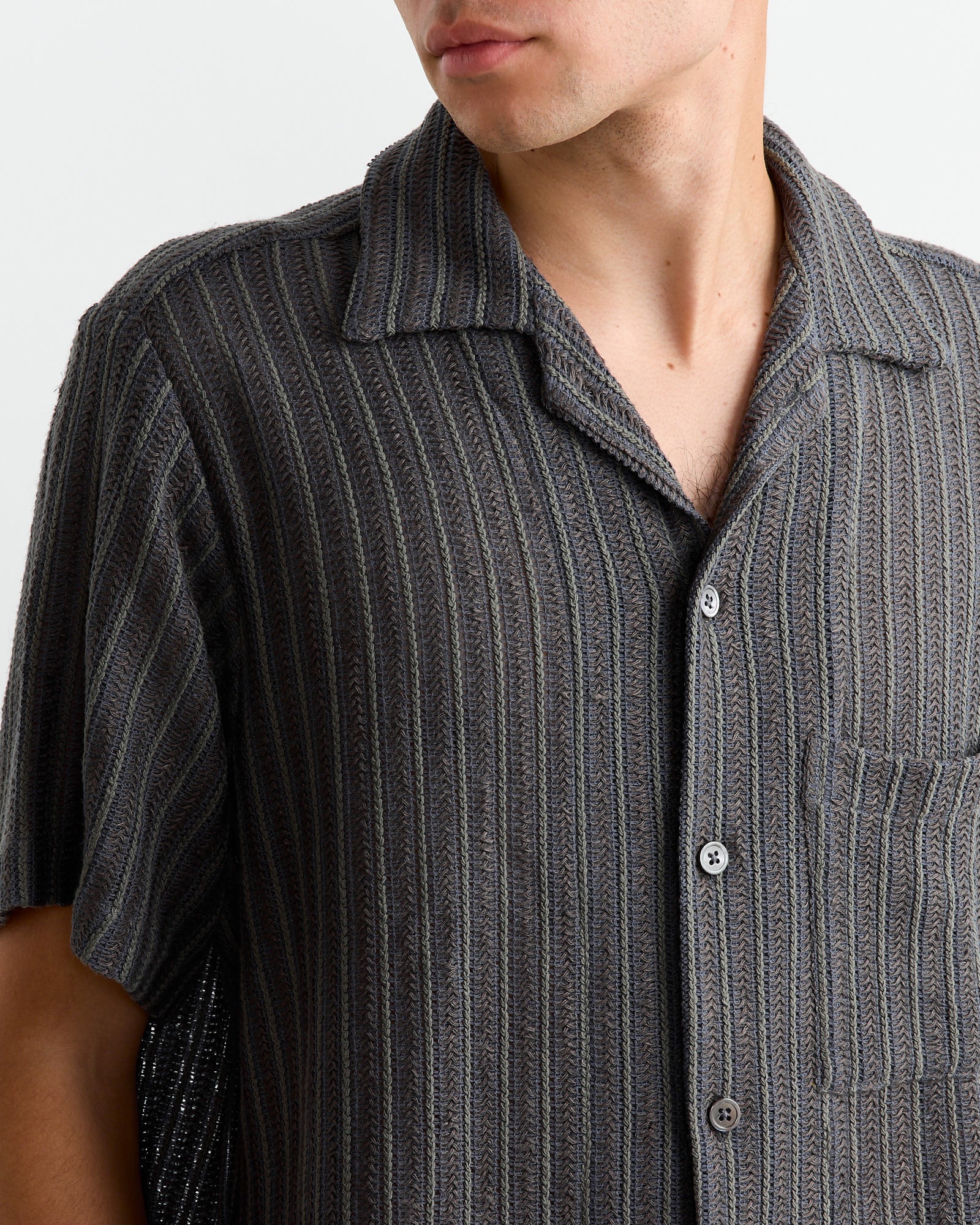 Acoustic Shirt in Cotton/Linen Mesh Olive - Image 4