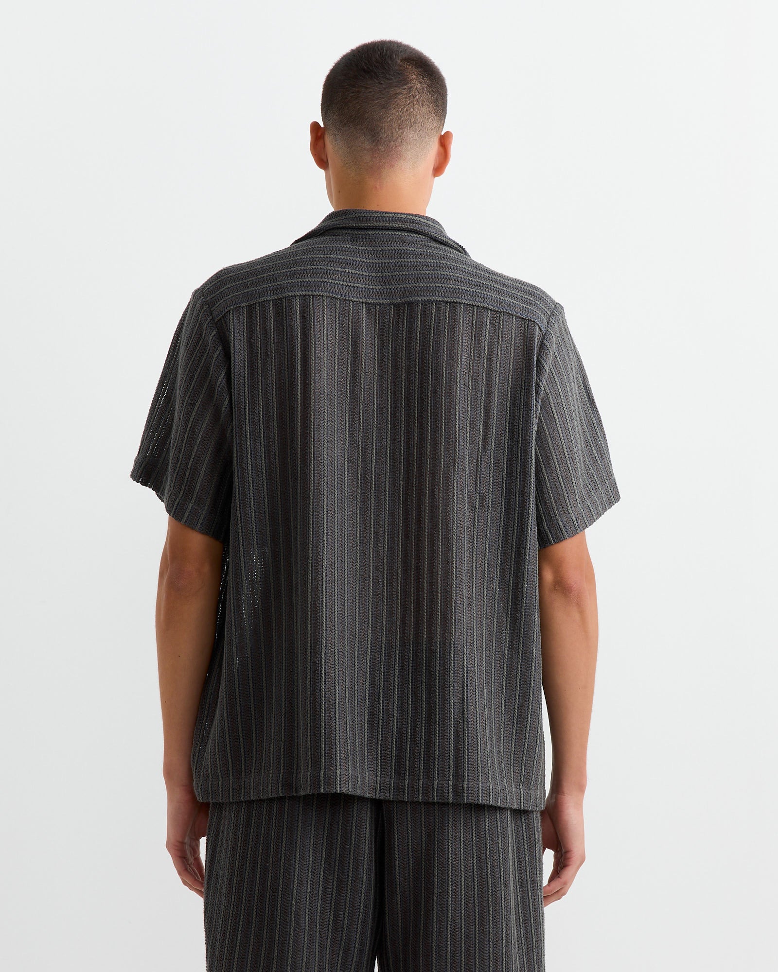 Acoustic Shirt in Cotton/Linen Mesh Olive - Image 5