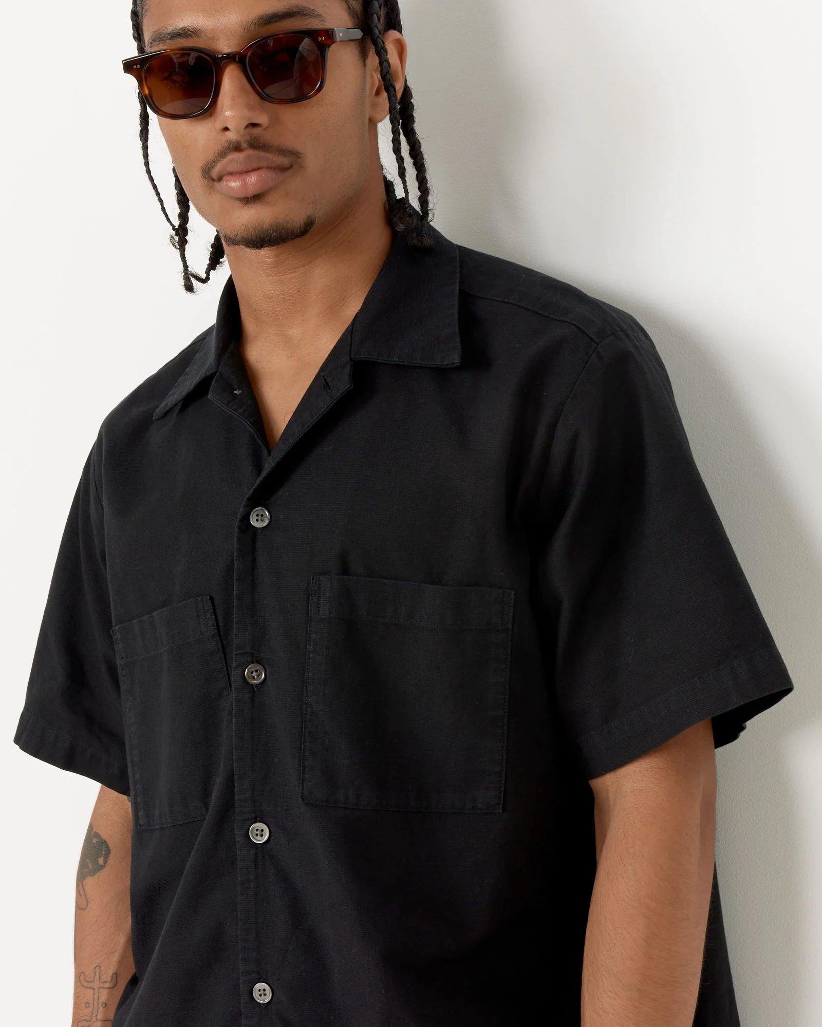 Acoustic Shirt Panama Cloth in Washed Black - Image 4