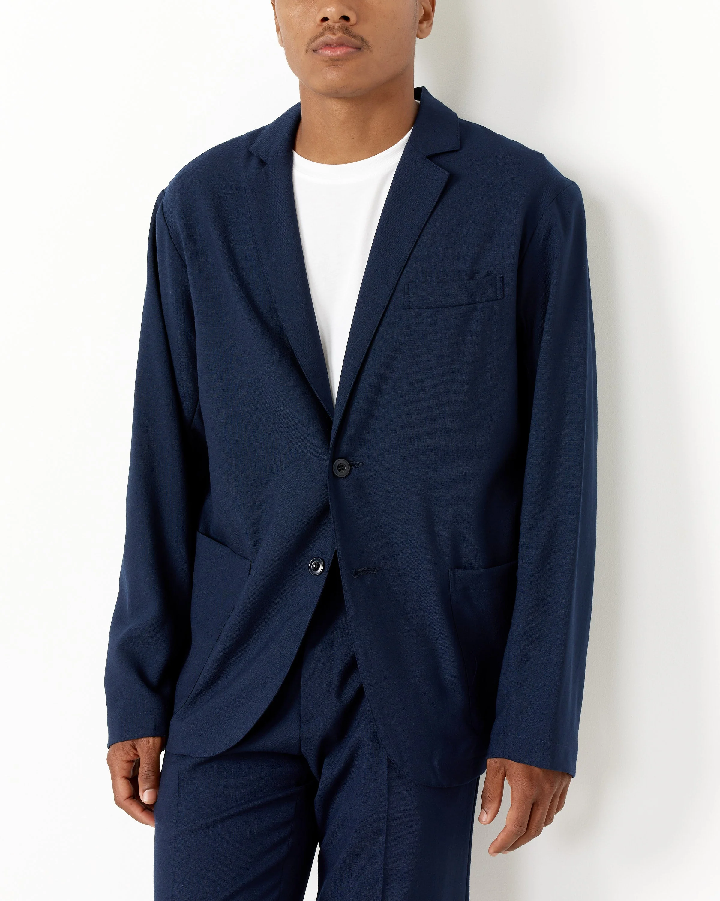 Tropical Wool Blazer in Navy - Image 4