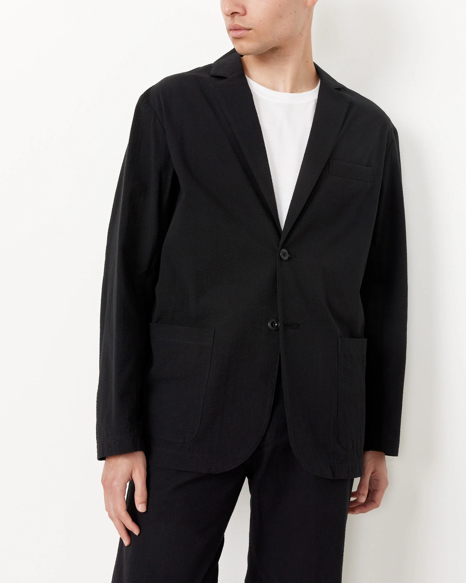 Seersucker Blazer in Black - Image 3