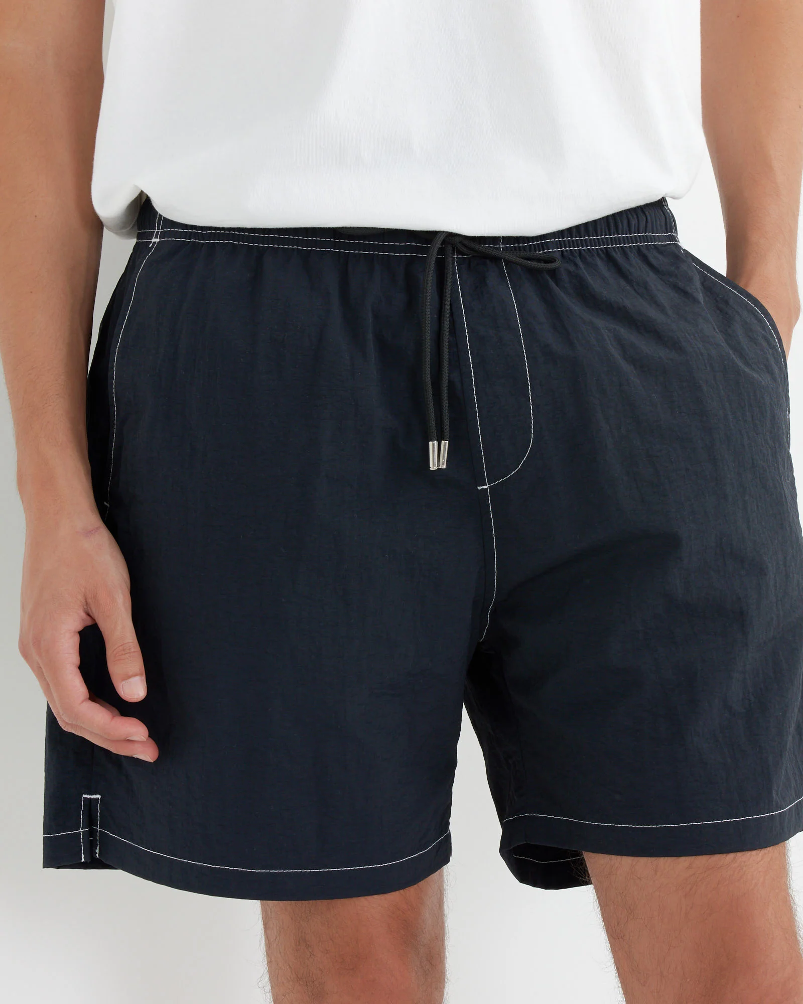 Contrast Stitch SM Short Taslan Nylon in Midnight - Image 2
