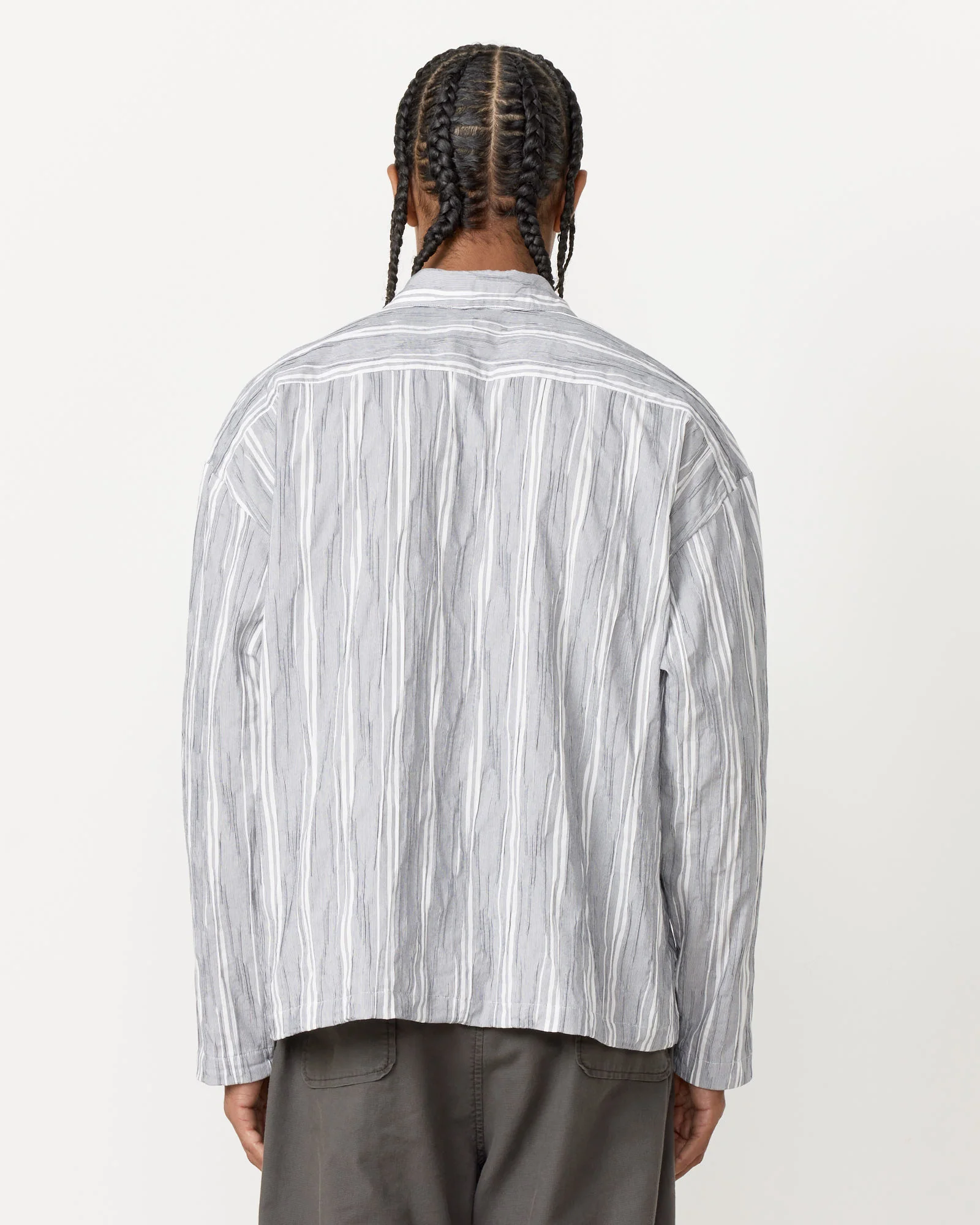 Enzo Shirt Wrinkle Stripe in Grey - Image 6