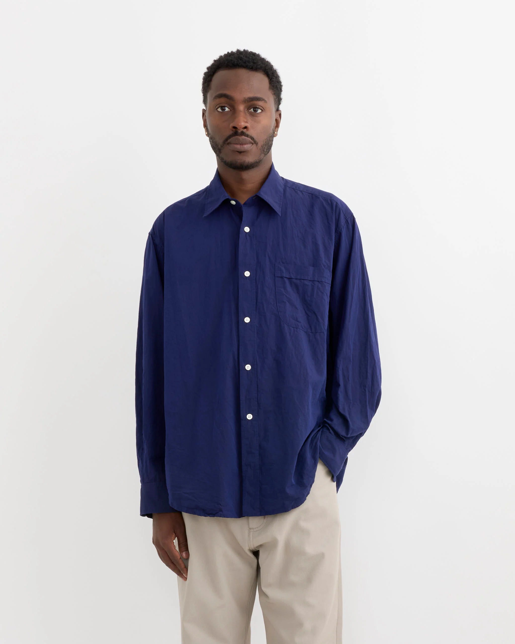 Gio Shirt in Crushed Cotton Navy