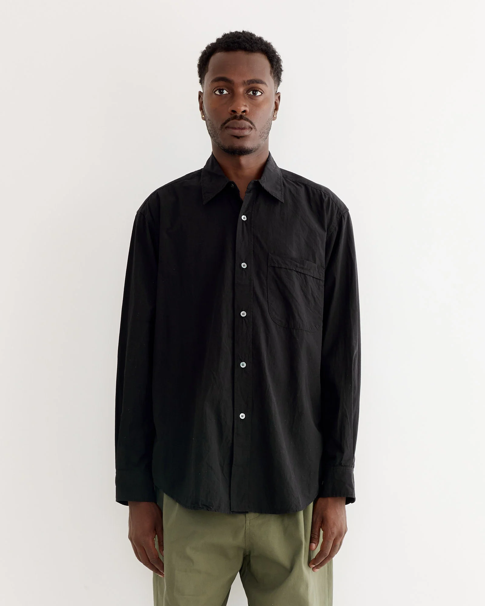 Gio Shirt in Crushed Cotton Black