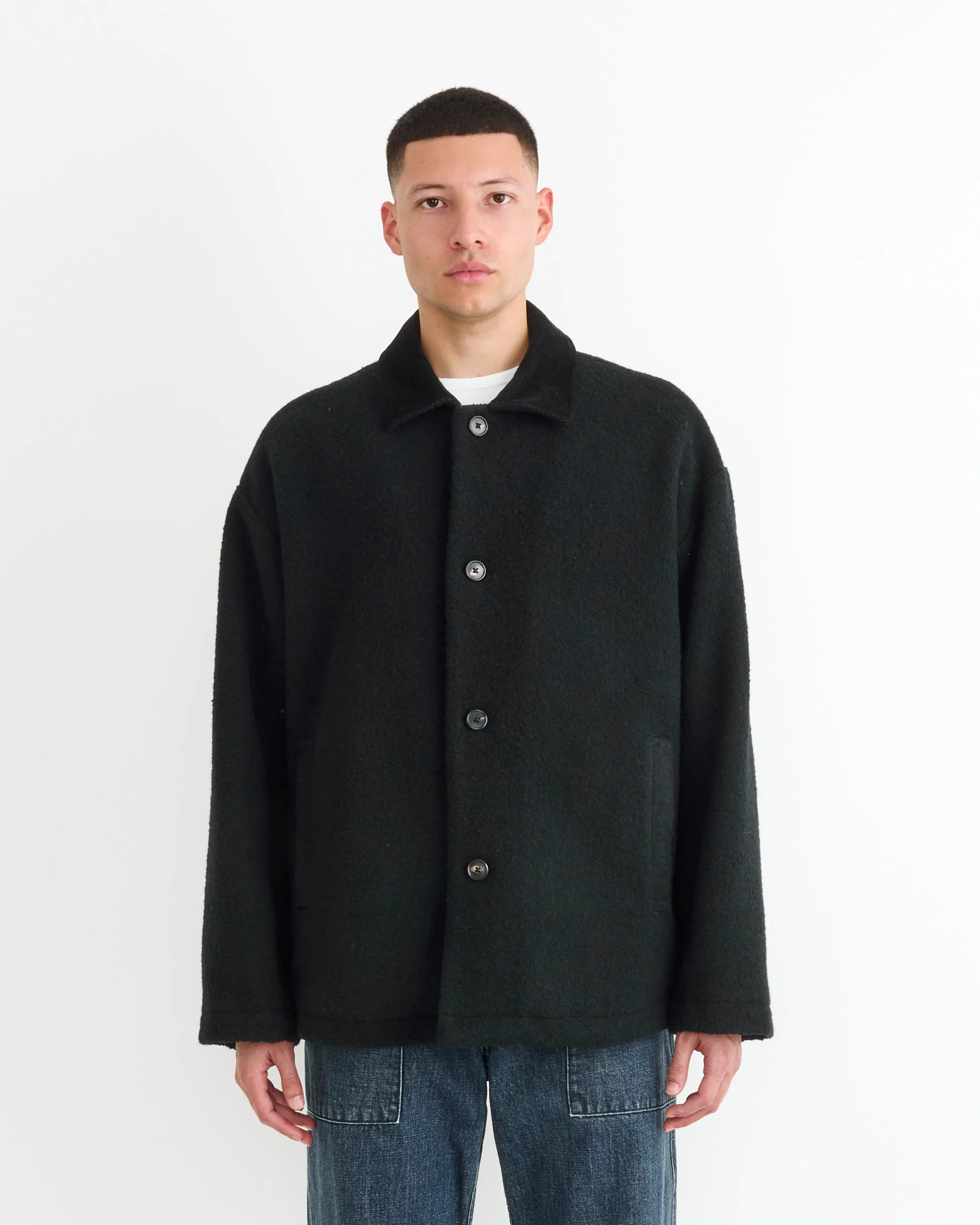 Jaco Coat in Boiled Wool Black