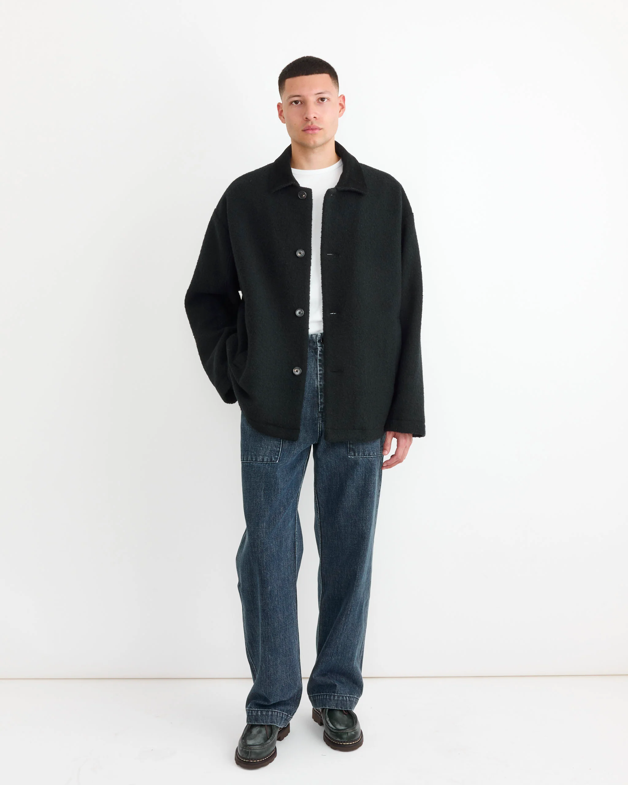 Jaco Coat in Boiled Wool Black - Image 2