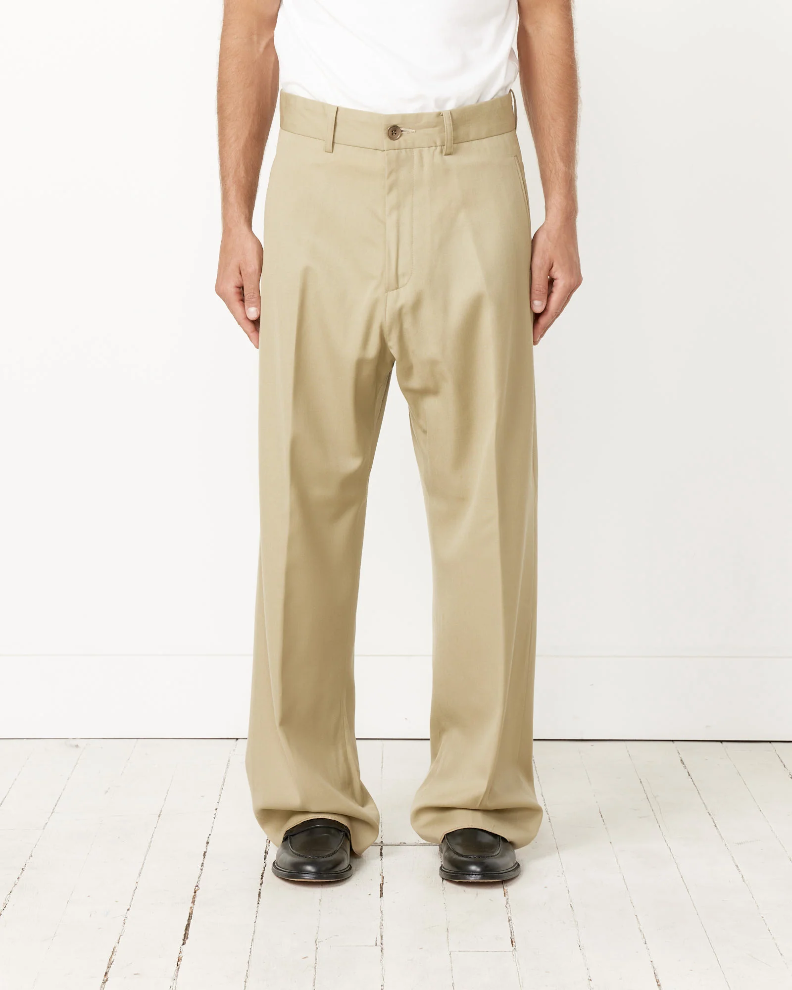 Jazz Pant in Italian Wool Gabardine Sesame