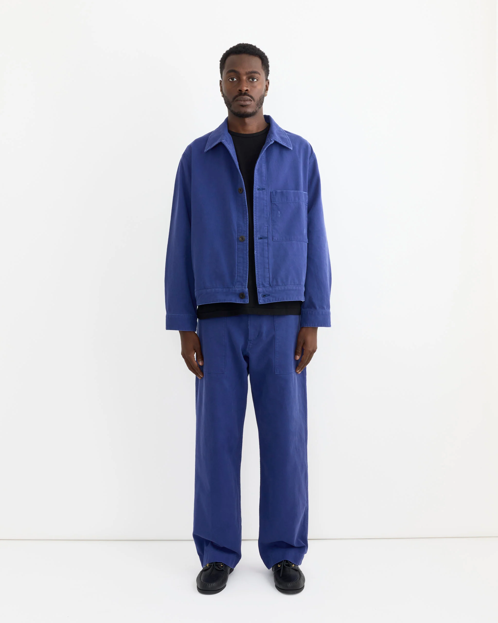 Lang Jacket in French Cotton Twill Blue - Image 2