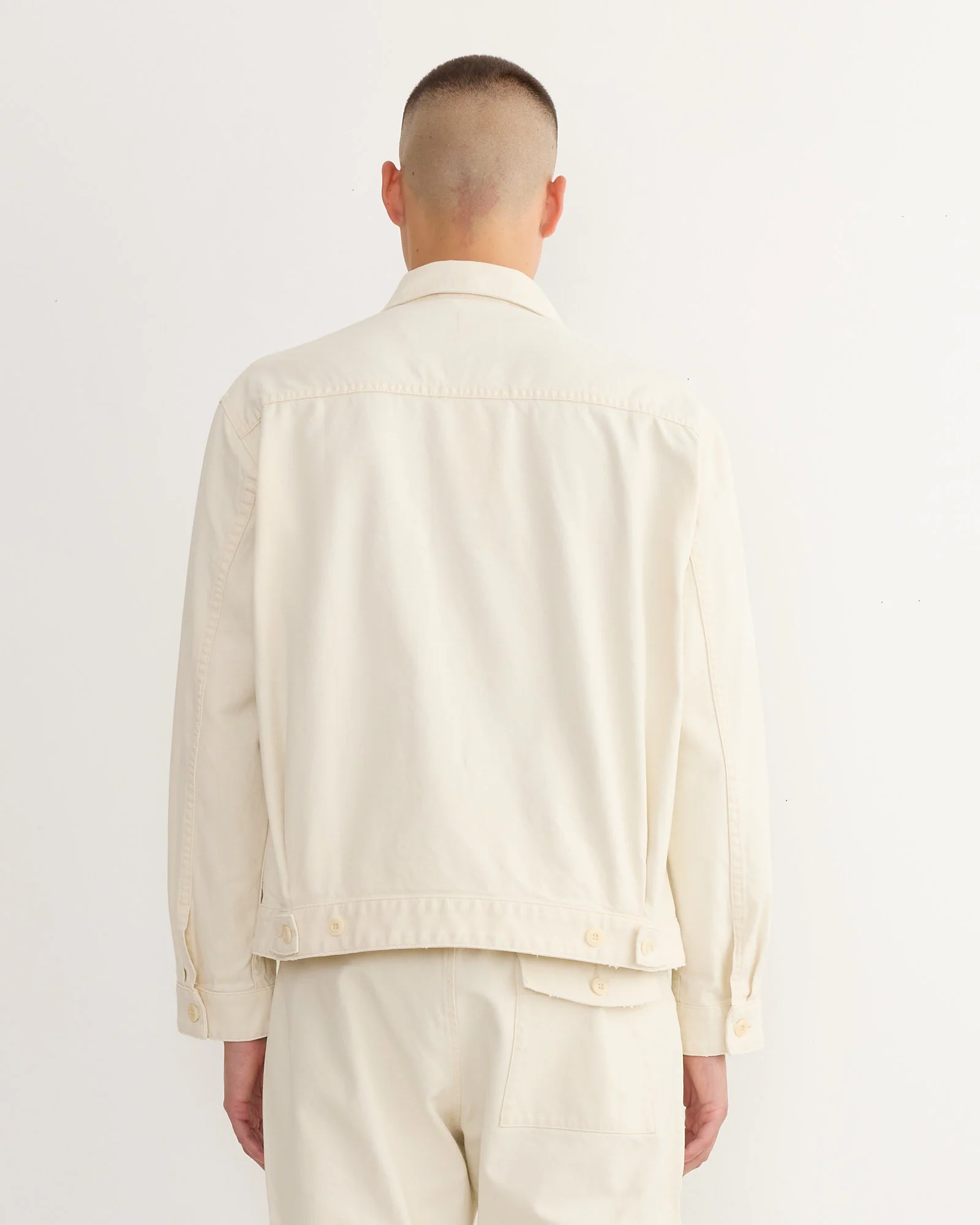 Lang Jacket in French Cotton Twill Cream - Image 4