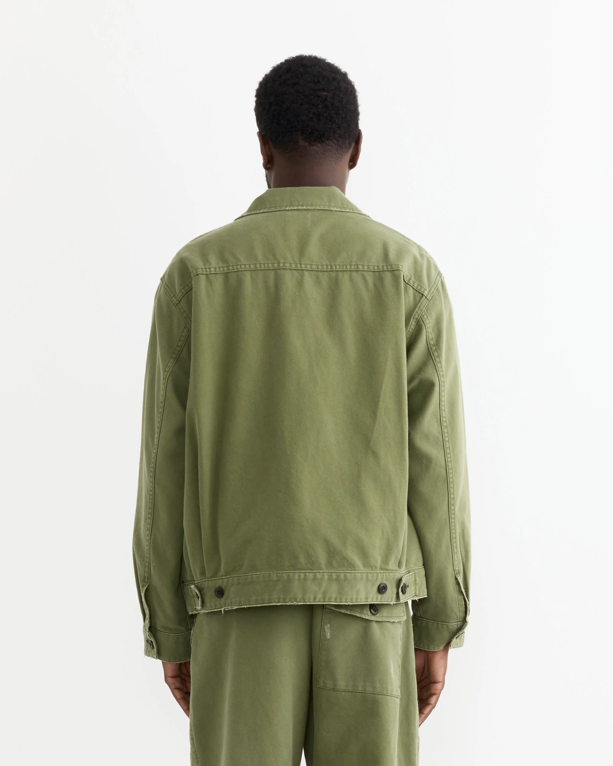 Lang Jacket in French Cotton Twill Olive - Image 3