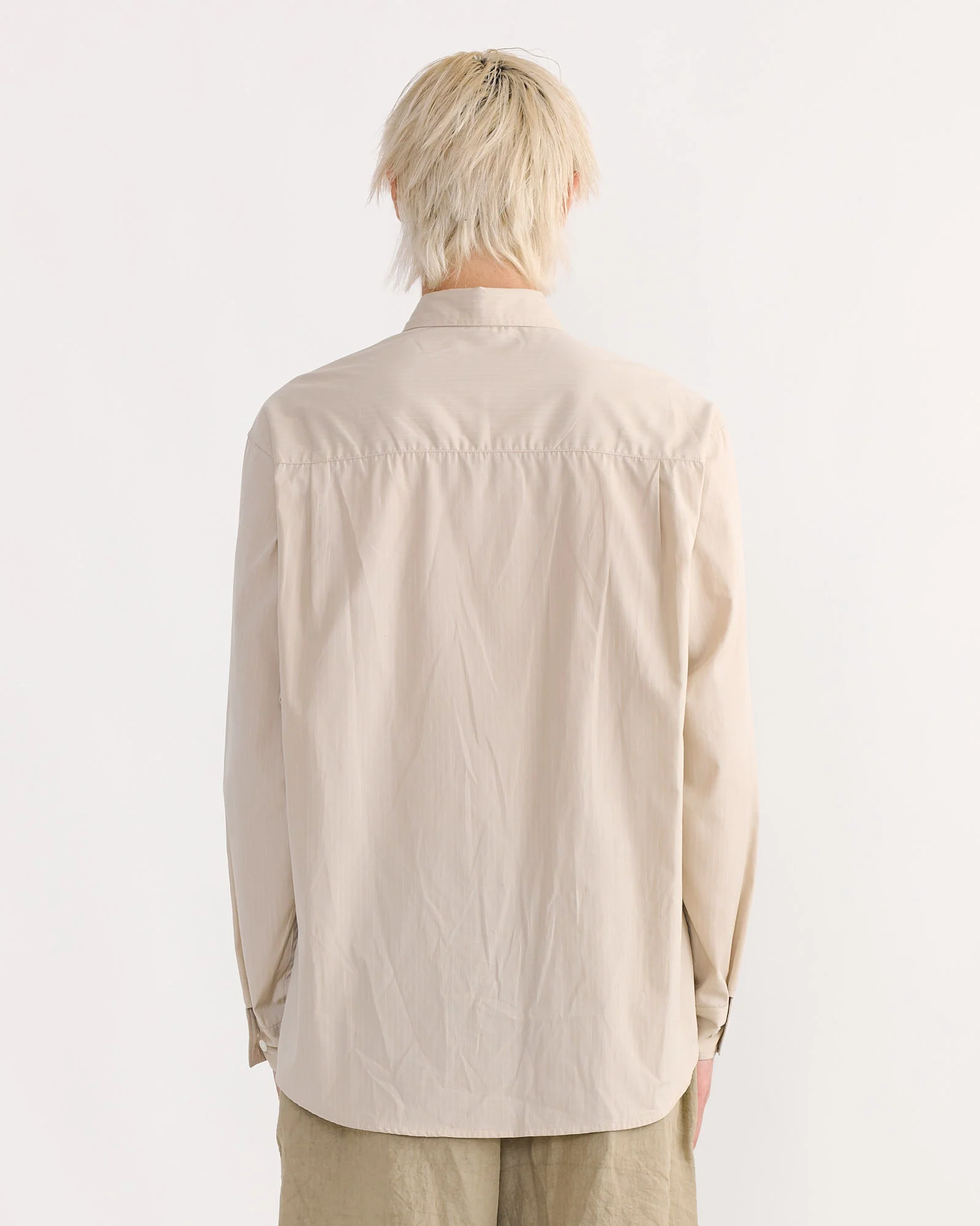 Routine Shirt in Striped Poplin Beige - Image 3