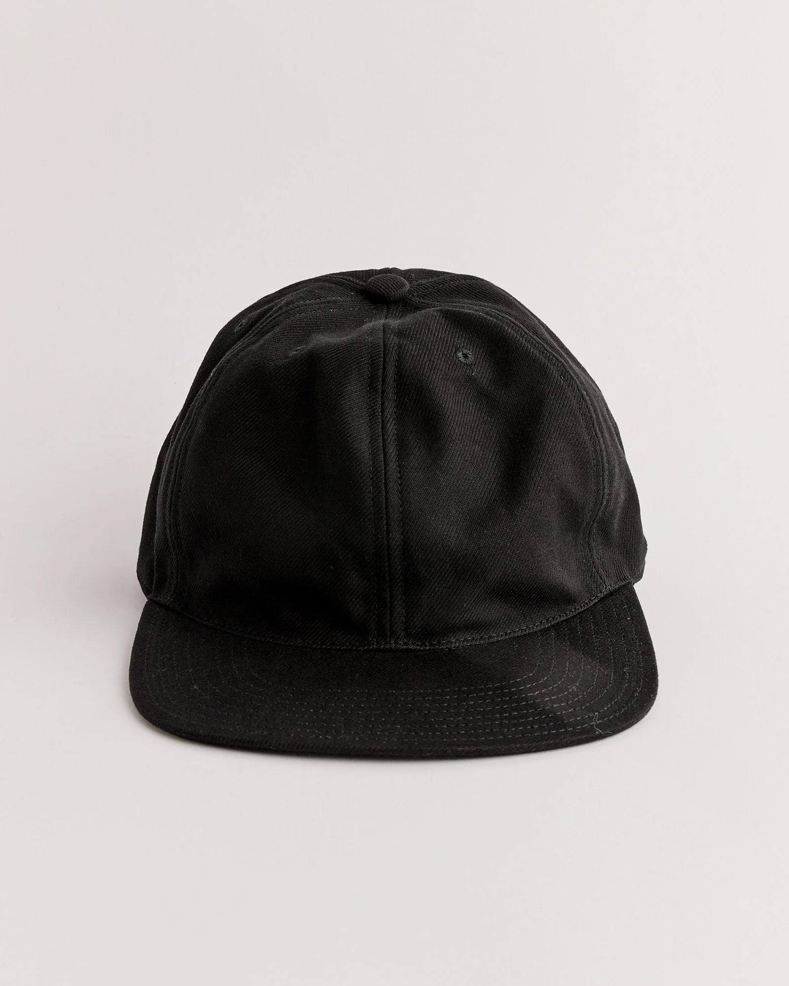 Velcro Back Cap in French Cotton Twill Black