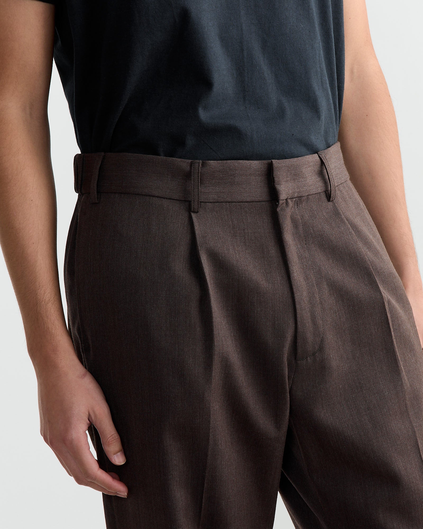 West Coast Pant in Wool Gabardine Brown Mélange - Image 3