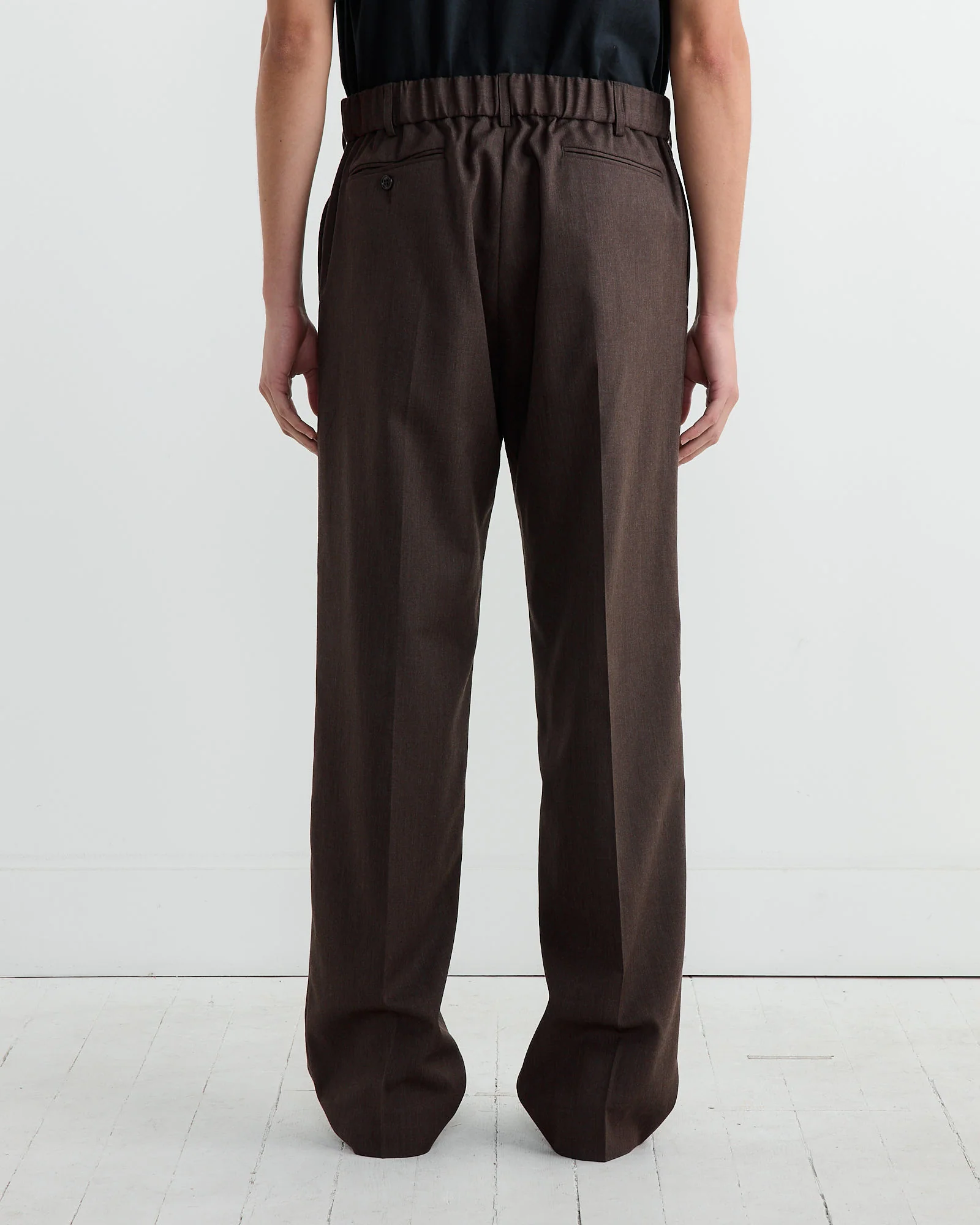 West Coast Pant in Wool Gabardine Brown Mélange - Image 5