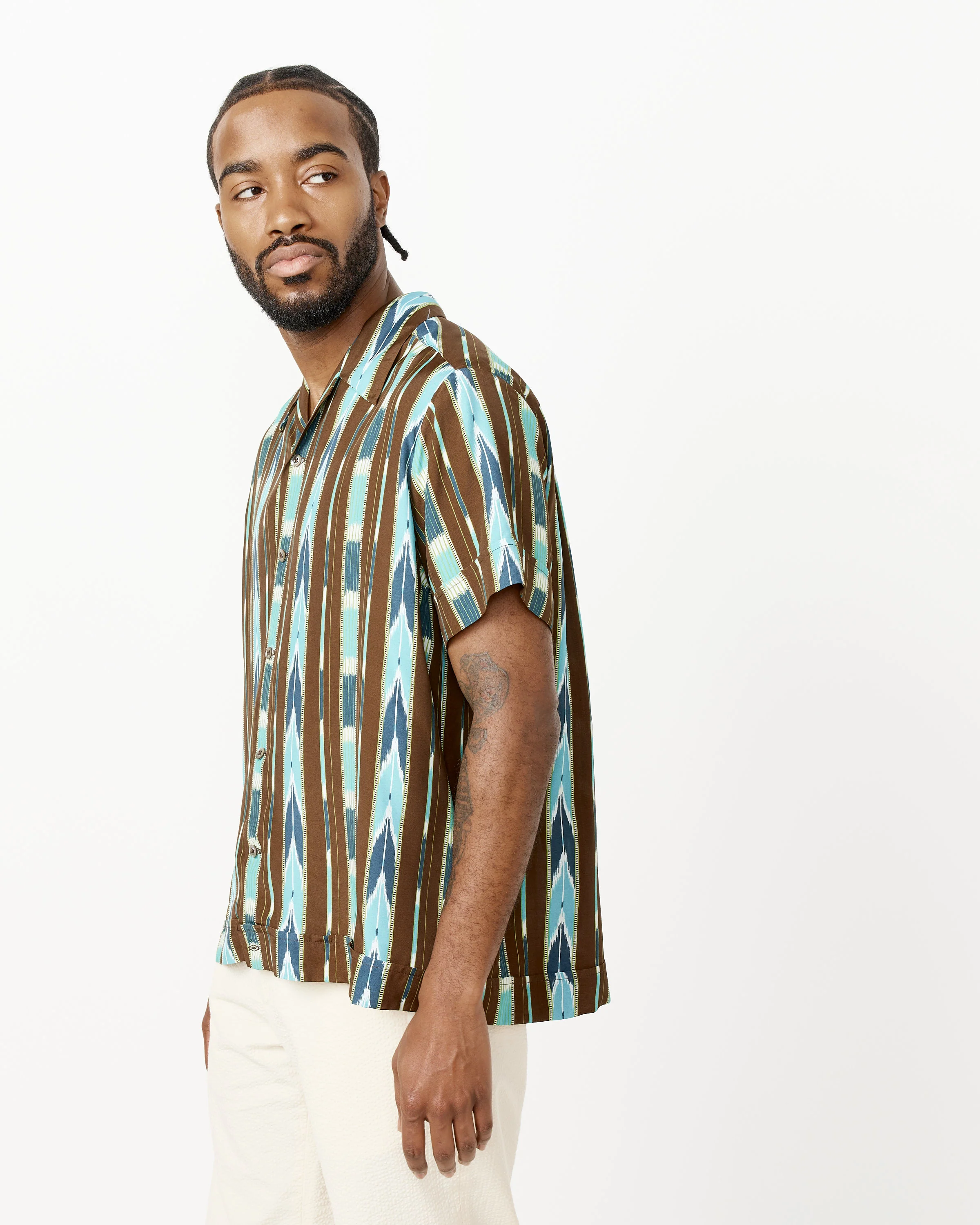 Rayon Beaded Stripe Zach Short Sleeve Shirt - Image 5