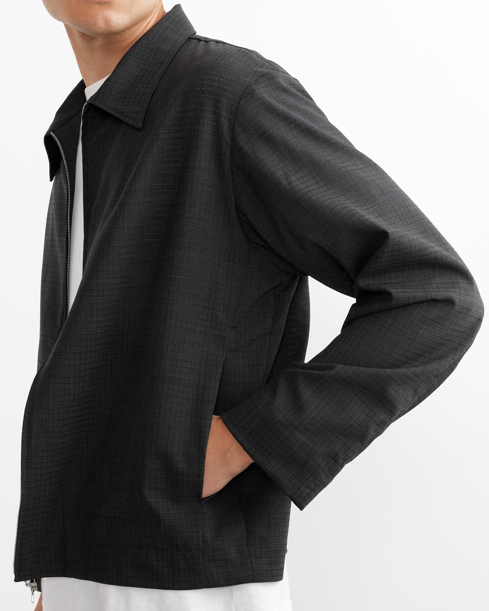 Zip Jacket Air Mesh in Charcoal Plaid - Image 3