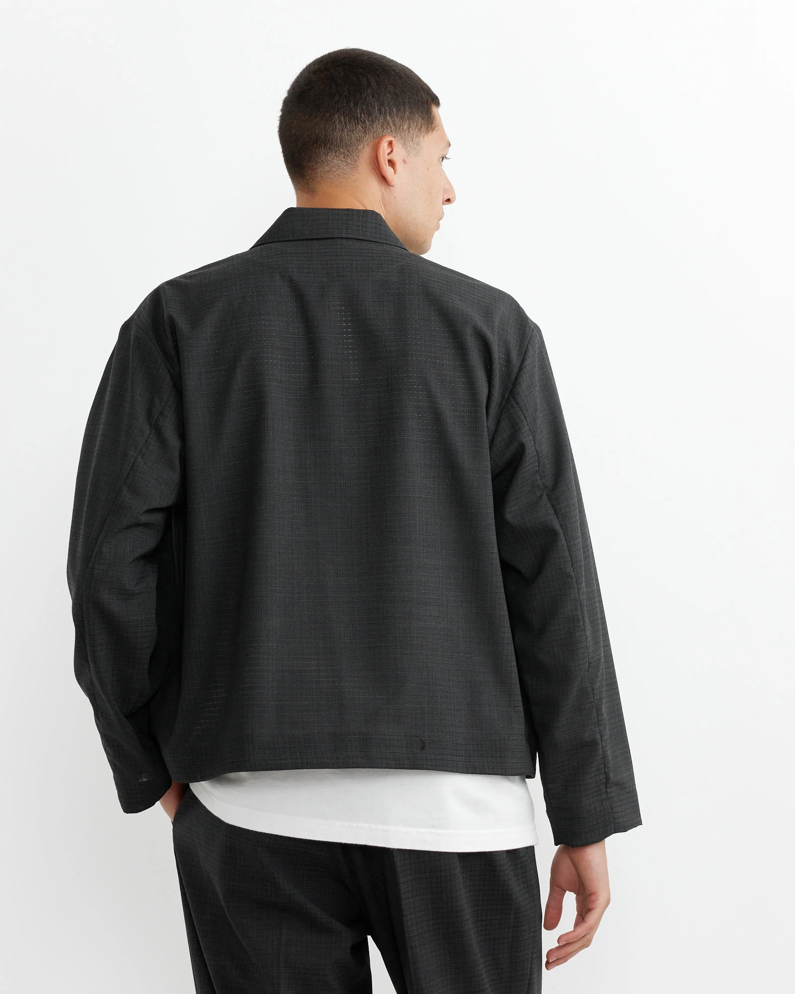 Zip Jacket Air Mesh in Charcoal Plaid - Image 4