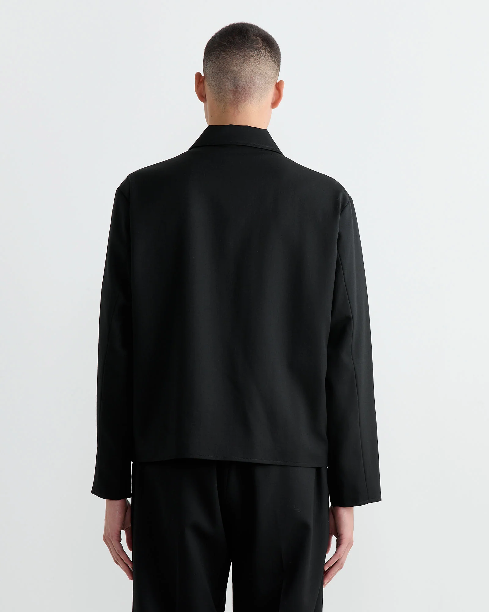 Zip Jacket Wool Gabardine in Black - Image 5