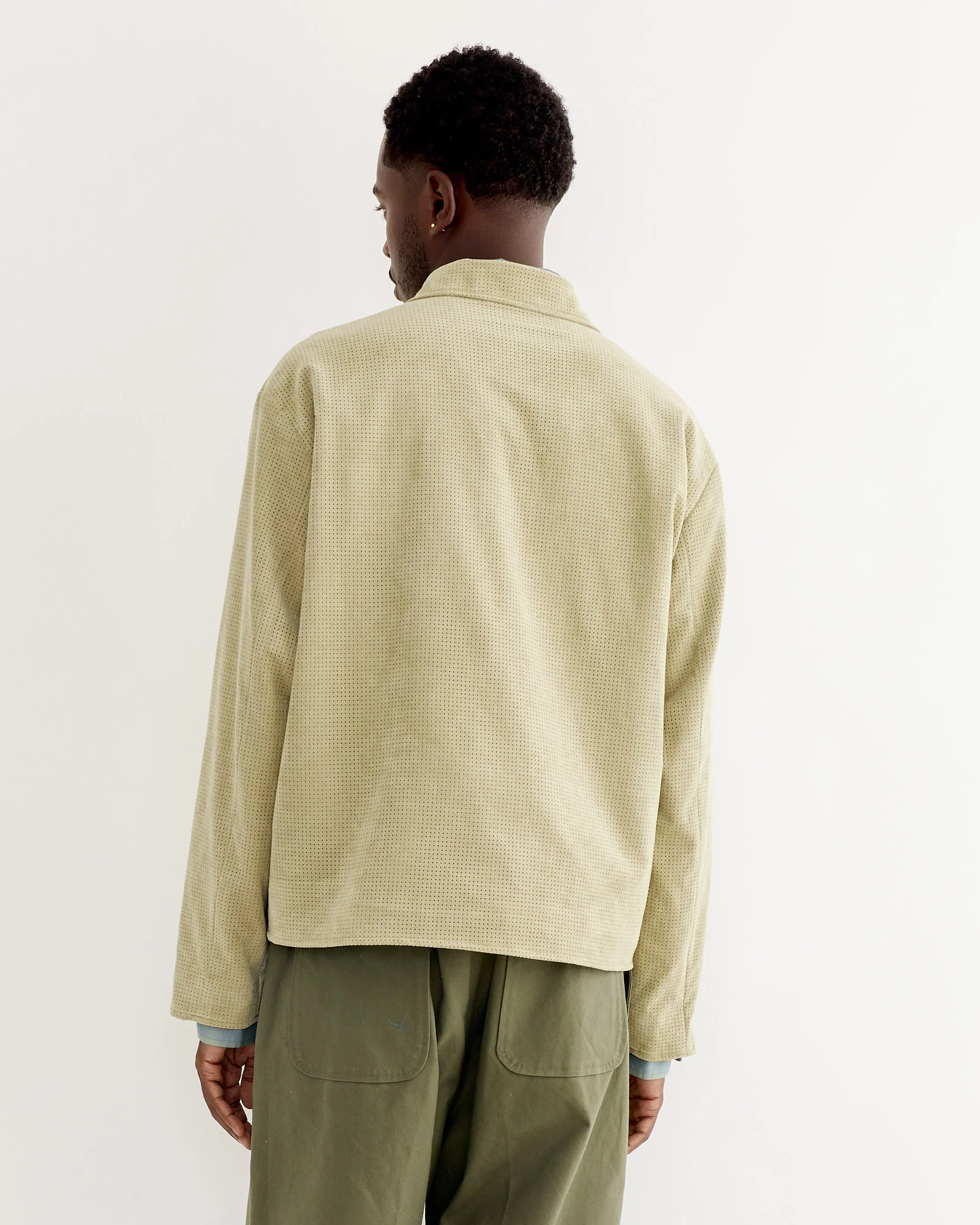 Zip Jacket in Perforated Suede Sand - Image 4