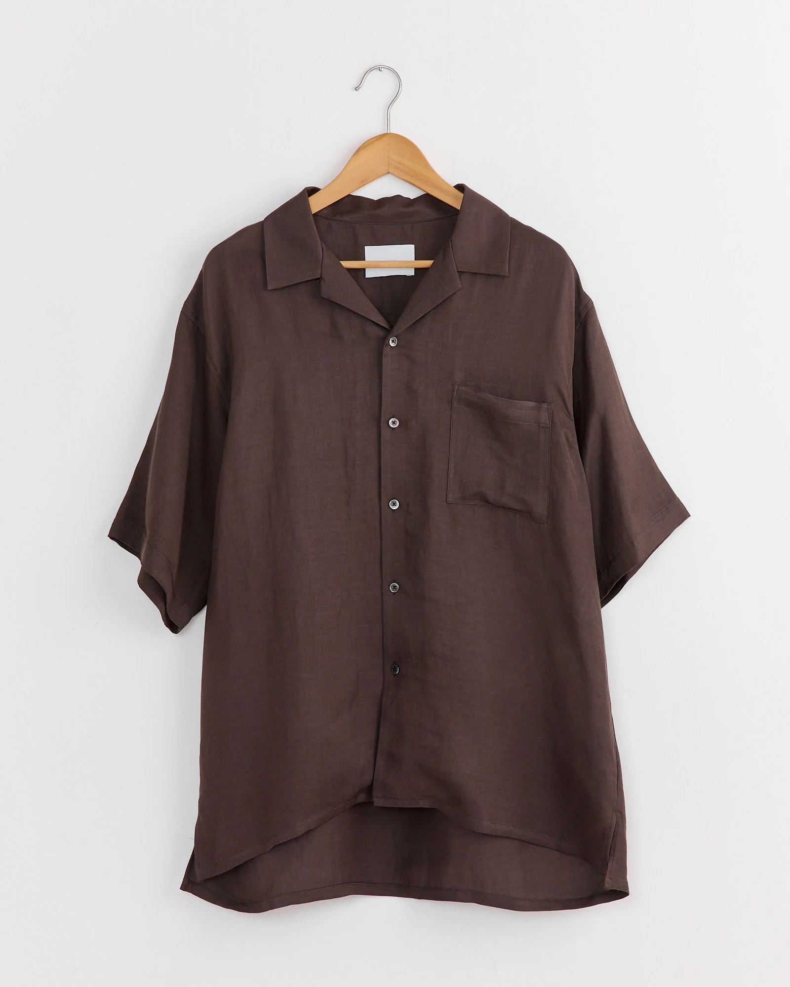 Oversized Open Collar Short Sleeve Shirt in Khaki