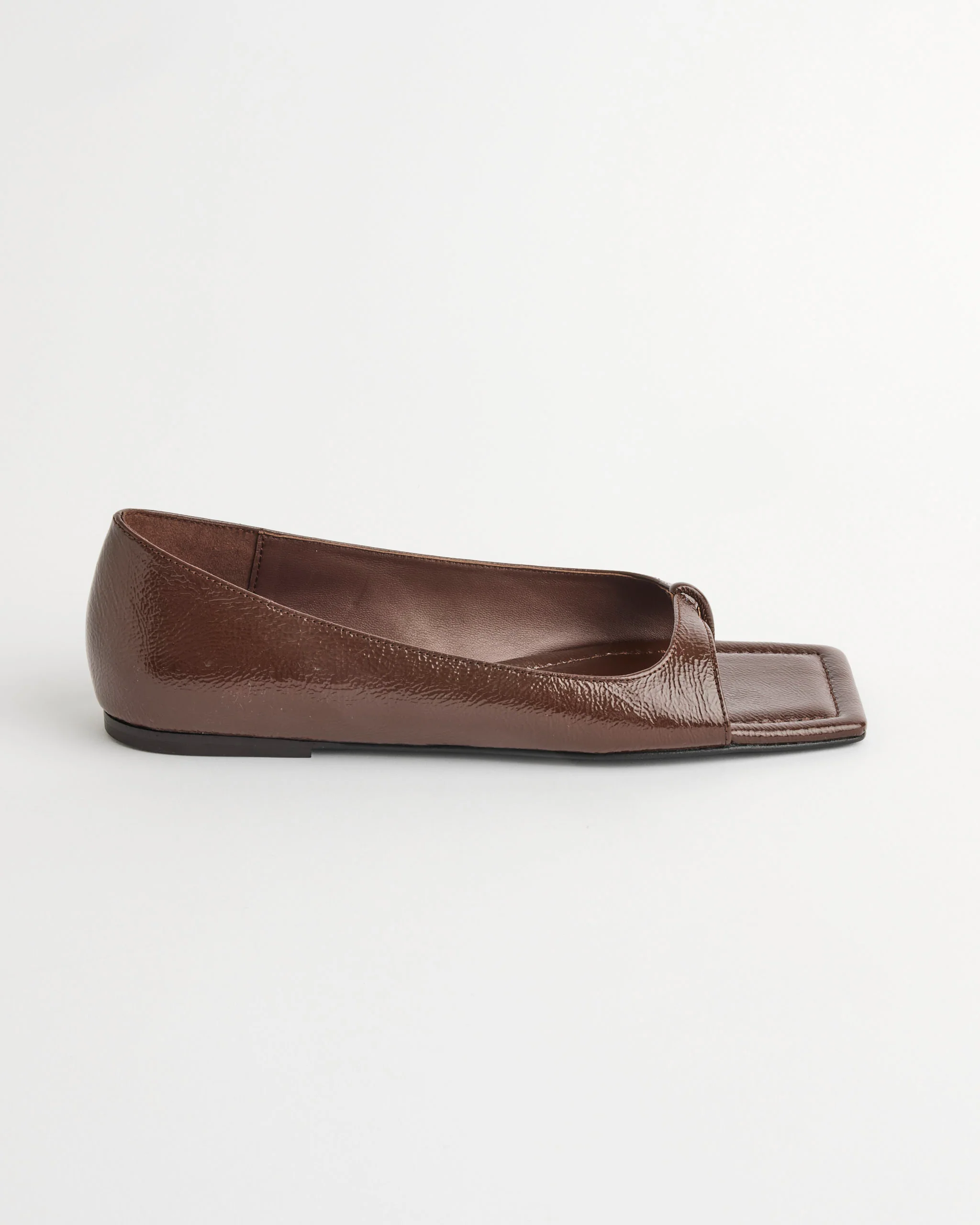 90s Square Toe Flat Shoes in Patent Liqueur