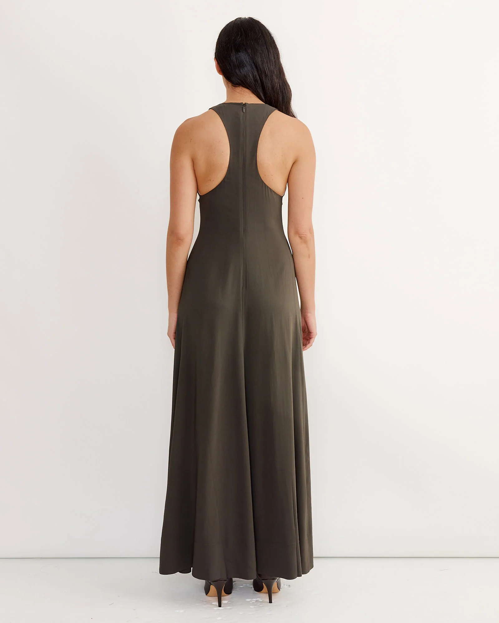 Cut Away Maxi Dress in Black Olive - Image 2