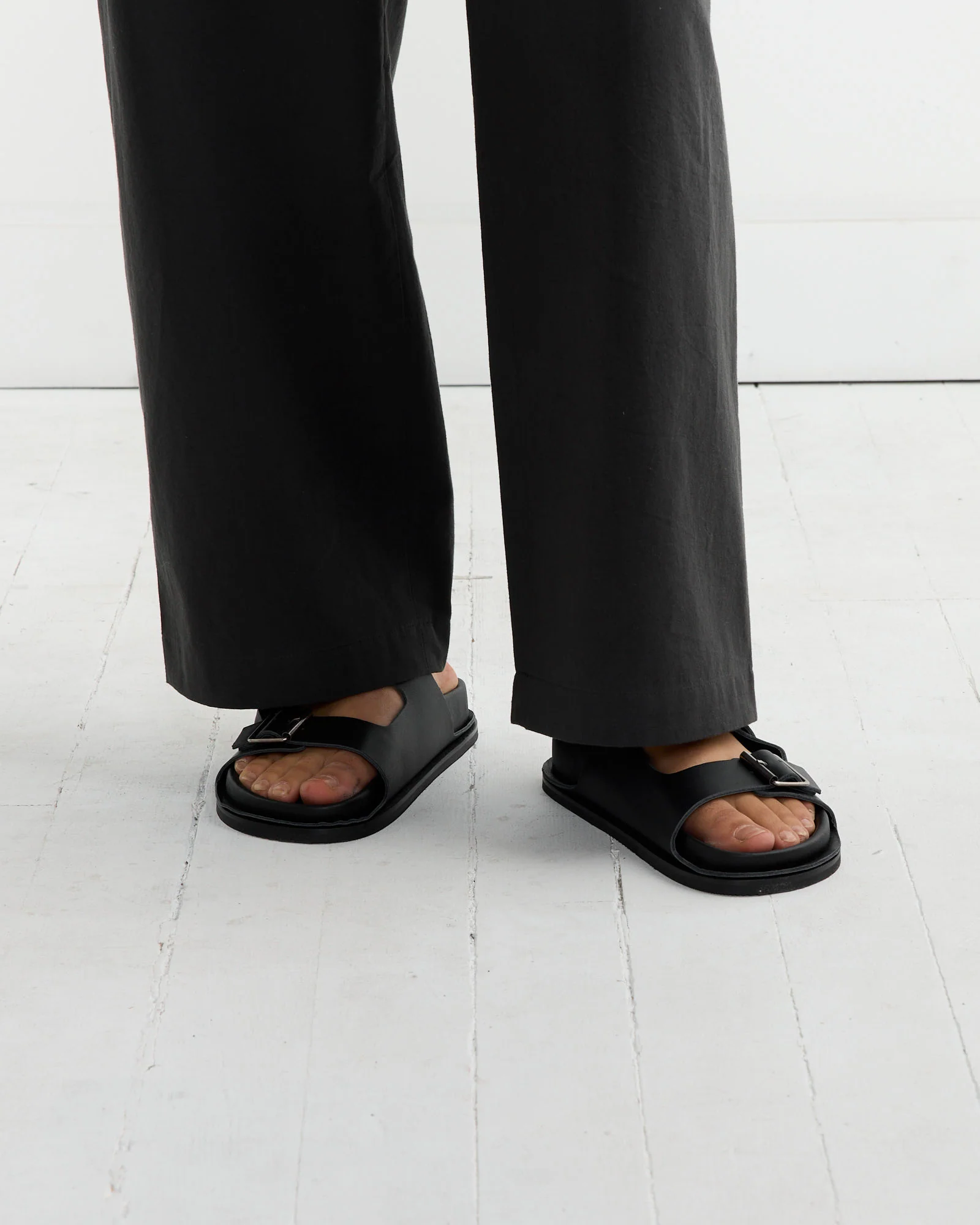 Double Buckle Slides in Black - Image 2